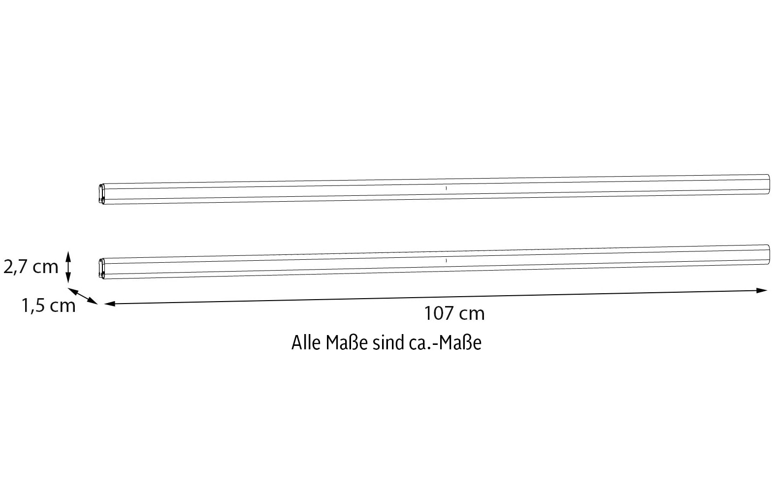 FORTE Schrankleuchte, 2 flammig, Leuchtmittel LED-Modul | LED fest integriert, B/H/T 107/2,7/1,5 cm optional bestellbar,einfache Montage