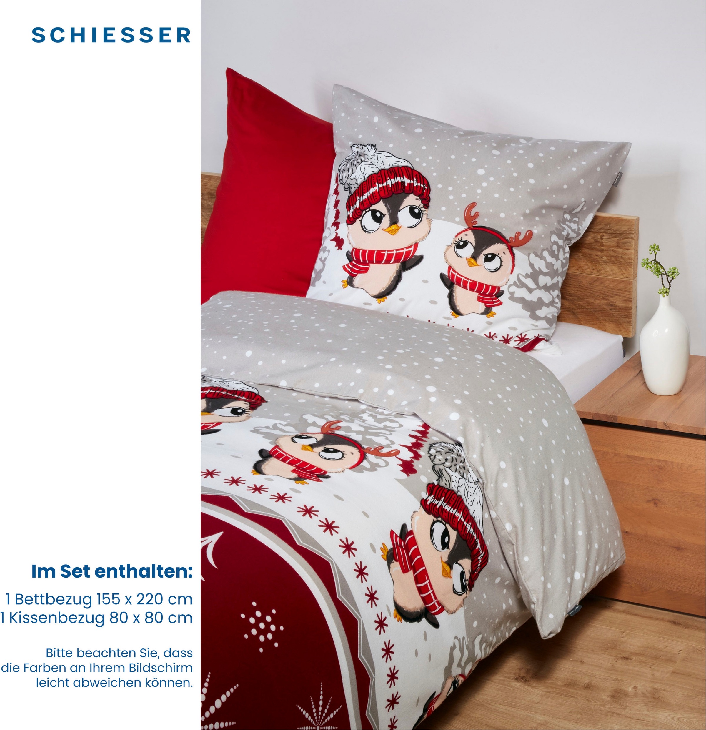 Schiesser Bettwäsche »Antoni«, (2 tlg.), mit coolem Winter-Print