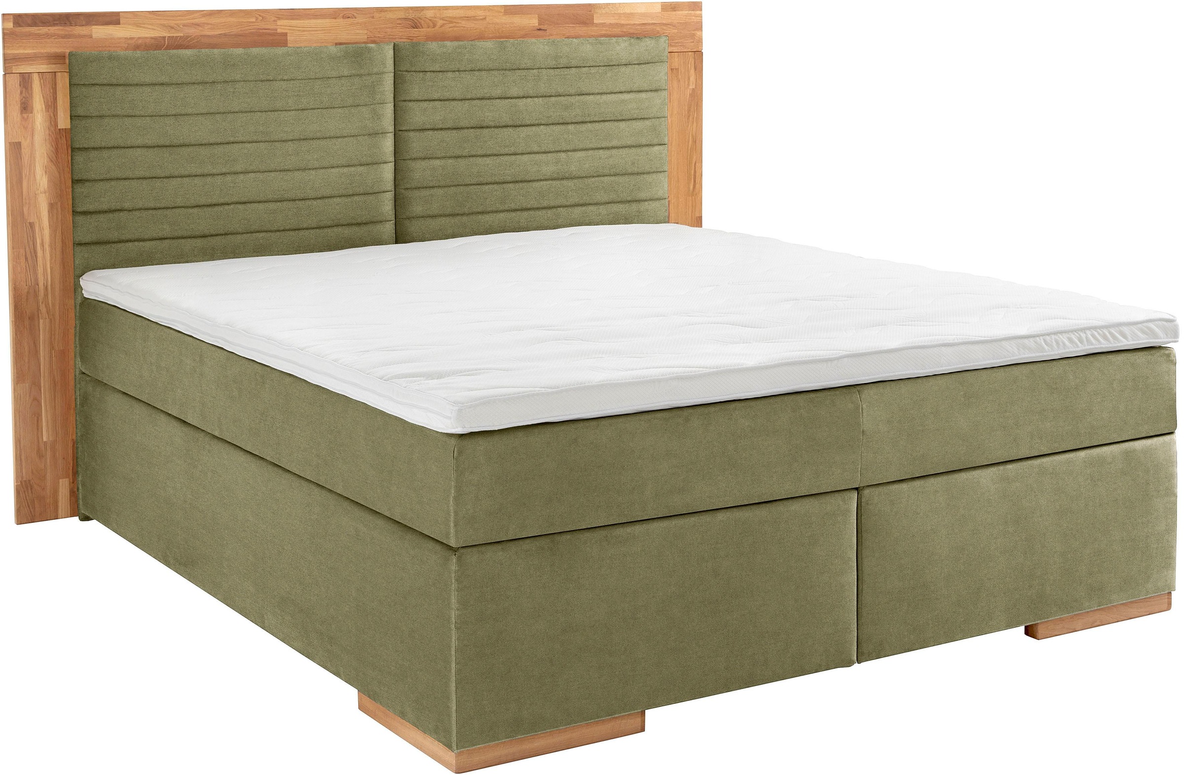 Places of Style Boxspringbett »Cup«, mit LED-Beleuchtung, Massivholzrahmen und Topper, in 2 Härtegraden