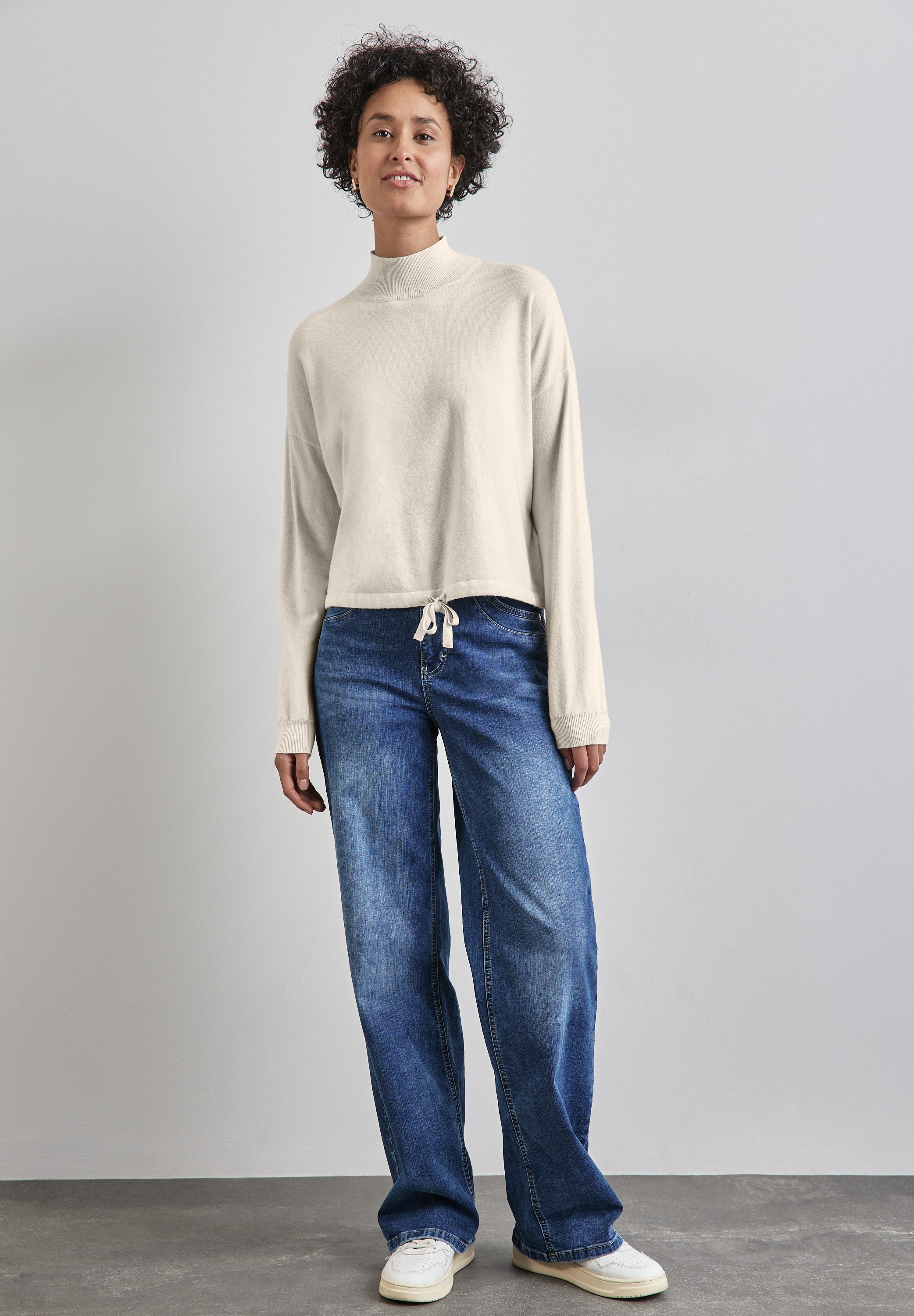 STREET ONE Stehkragenpullover, im angenehmen Materialmix