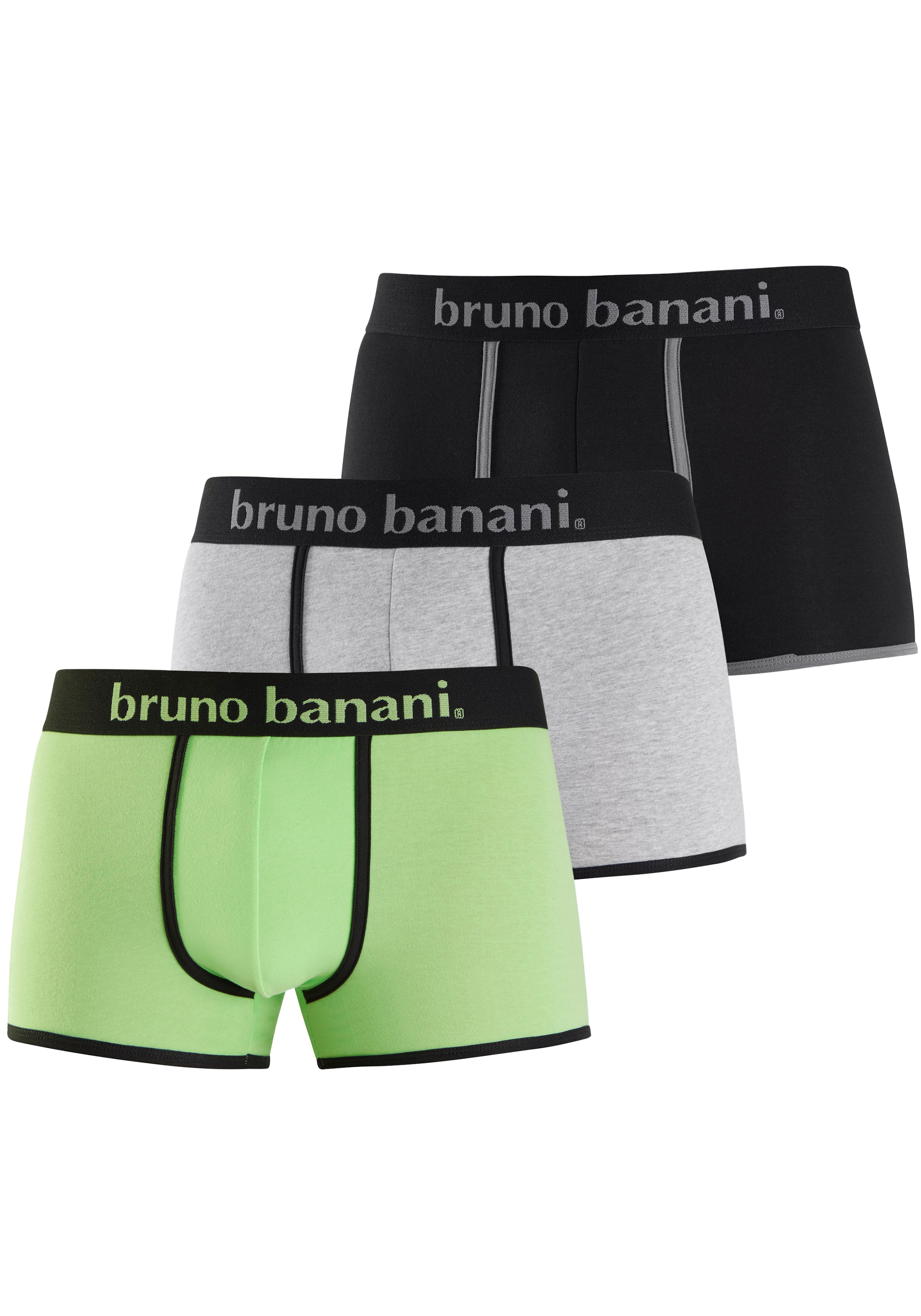Bruno Banani Boxer "Boxershorts für Herren" Packung, 3 Stk. mit modischen Einfassungen