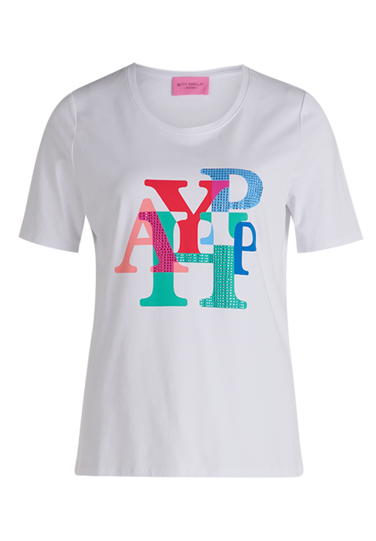 Betty Barclay Kurzarmshirt »Betty Barclay Damen Basic Shirt mit Aufdruck«, (1 tlg.), Glitzersteine