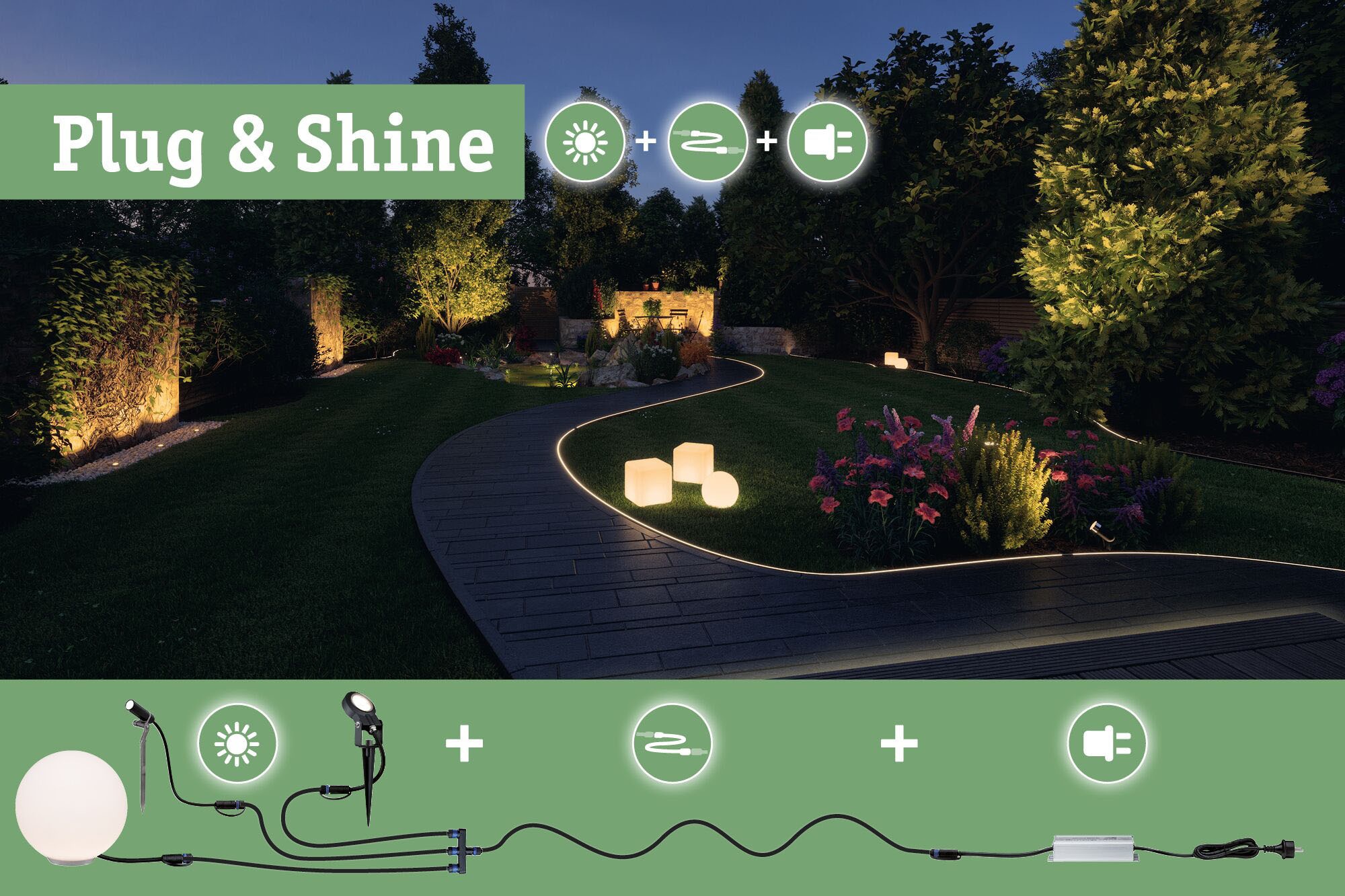 Paulmann LED Gartenleuchte »Plug&Shine«, 1 flammig-flammig, E14, E14 24V IP44 Globe Anthrazit