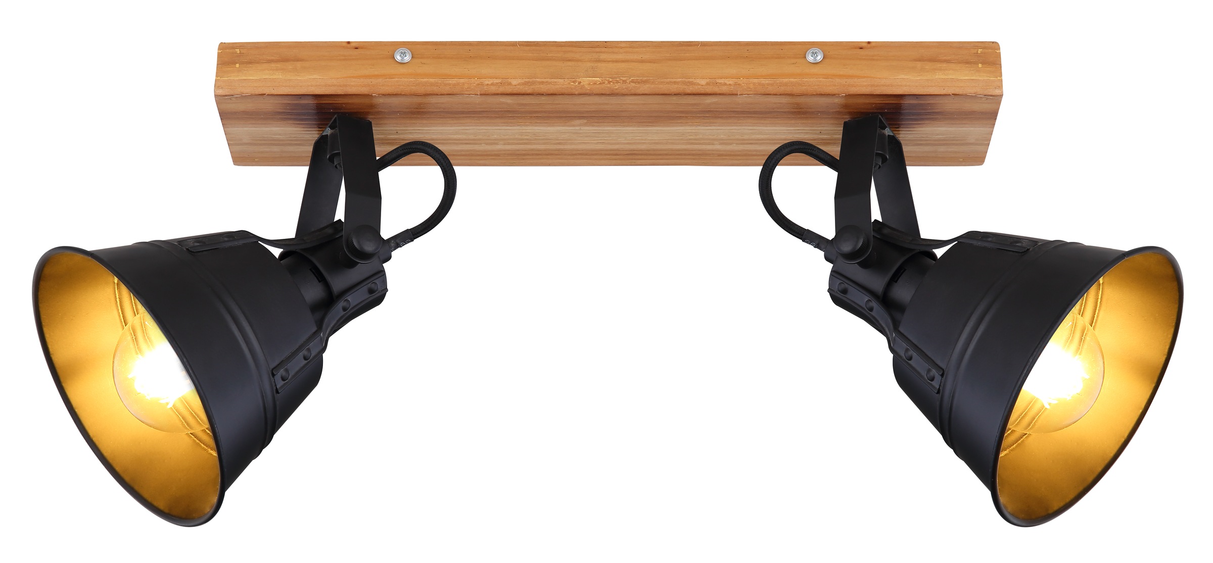 GLOBO LIGHTING Deckenstrahler »GÜNTHER«, Leuchtmittel E27 | ohne Leuchtmittel, Strahler/Holz/schwarz matt/Wohnzimmer/Flur/Arbeitszimmer