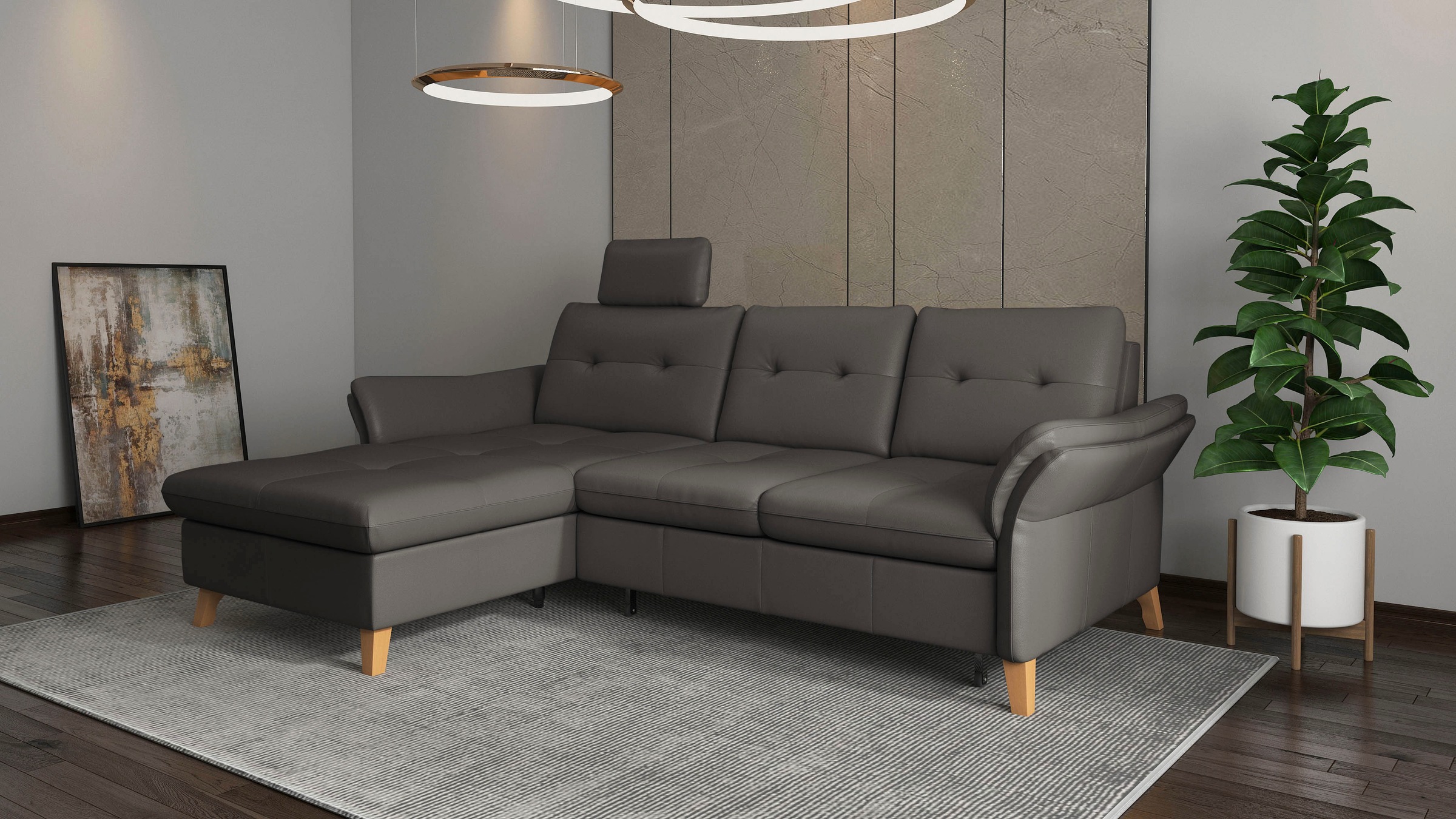 sit&more Ecksofa »Göteborg«, Sitztiefenverstellung und Federkern, wahlweise mit Bettfunktion