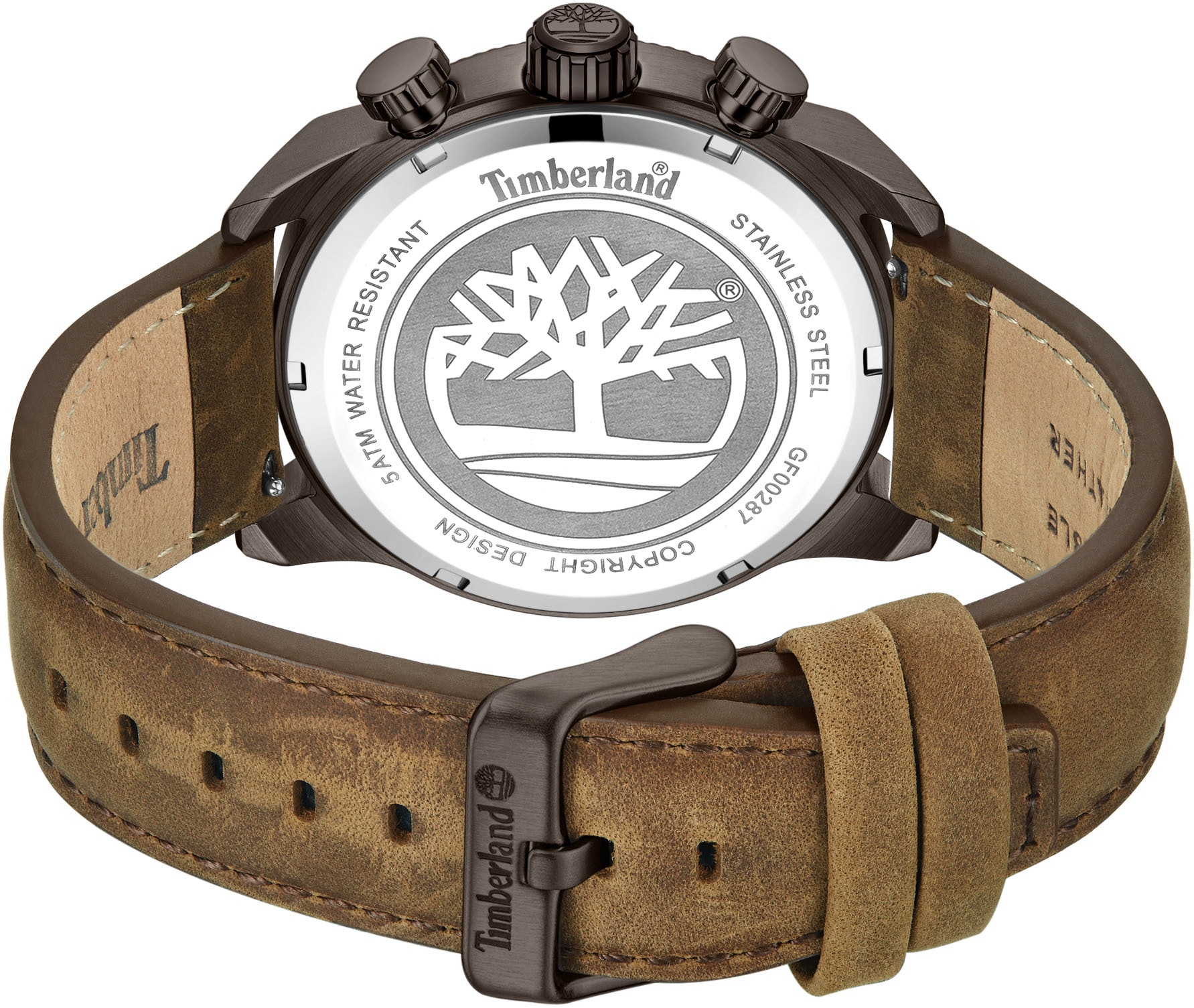 Timberland Chronograph »HENNIKER II«, Quarzuhr, Armbanduhr, Herrenuhr, Lederarmband, Stoppfunktion, Datum