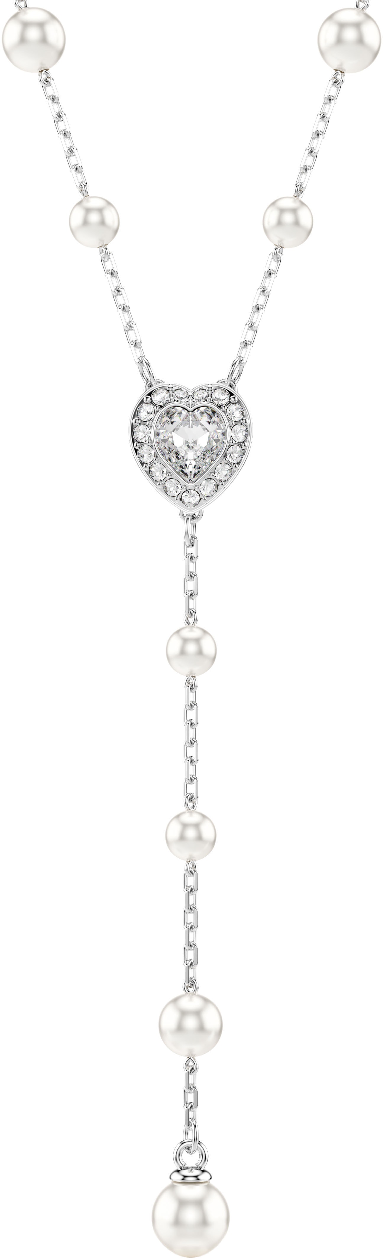 SWAROVSKI Damen Y-Kette "Schmuck Geschenk Ariana Grande Y-Halskette Herz", Metall, L: 38, silber, Metall, Halsketten, mit Swarovski Kristall