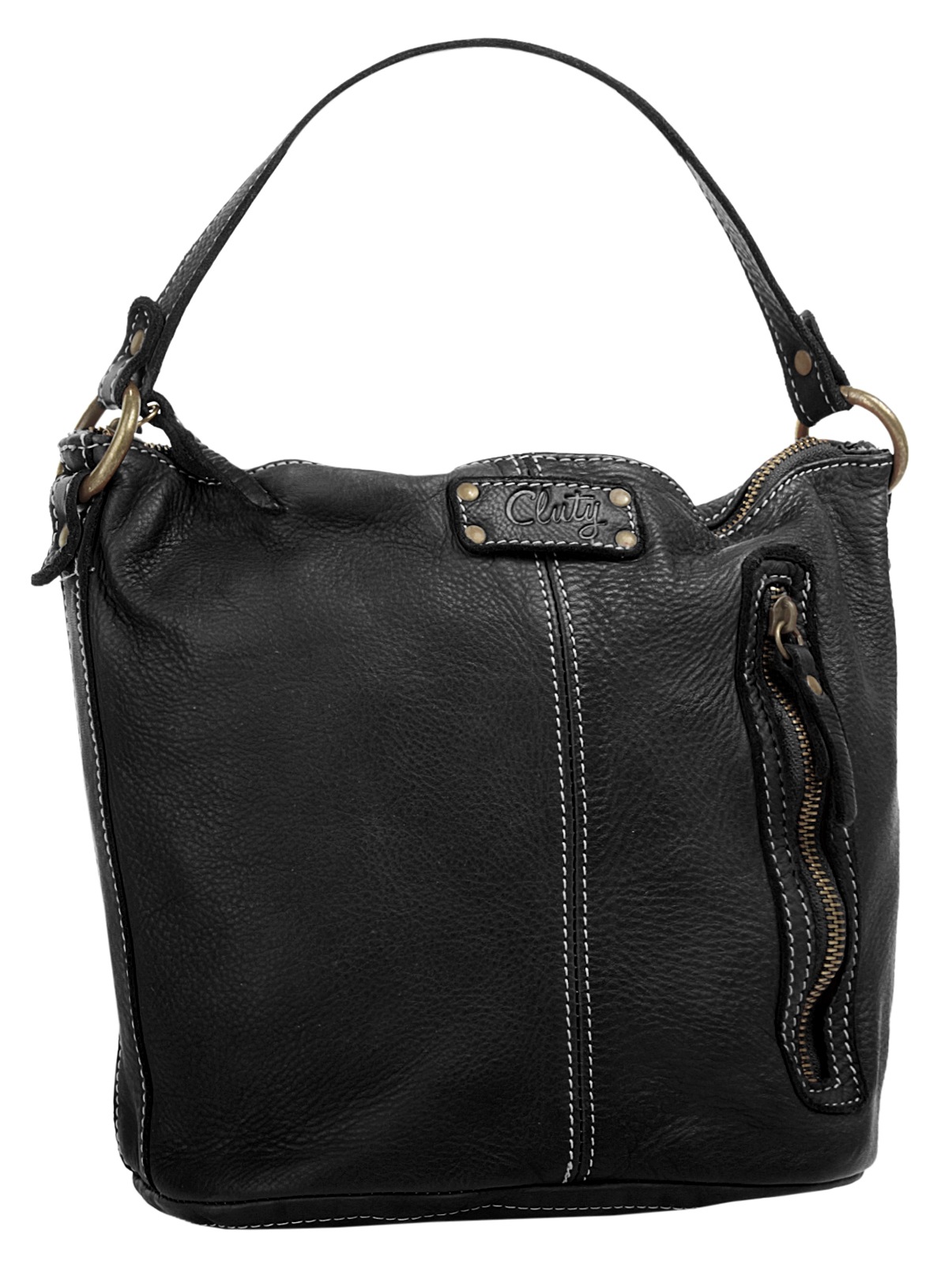 Thumbnail - Cluty Umhängetasche echt Leder, Made in Italy