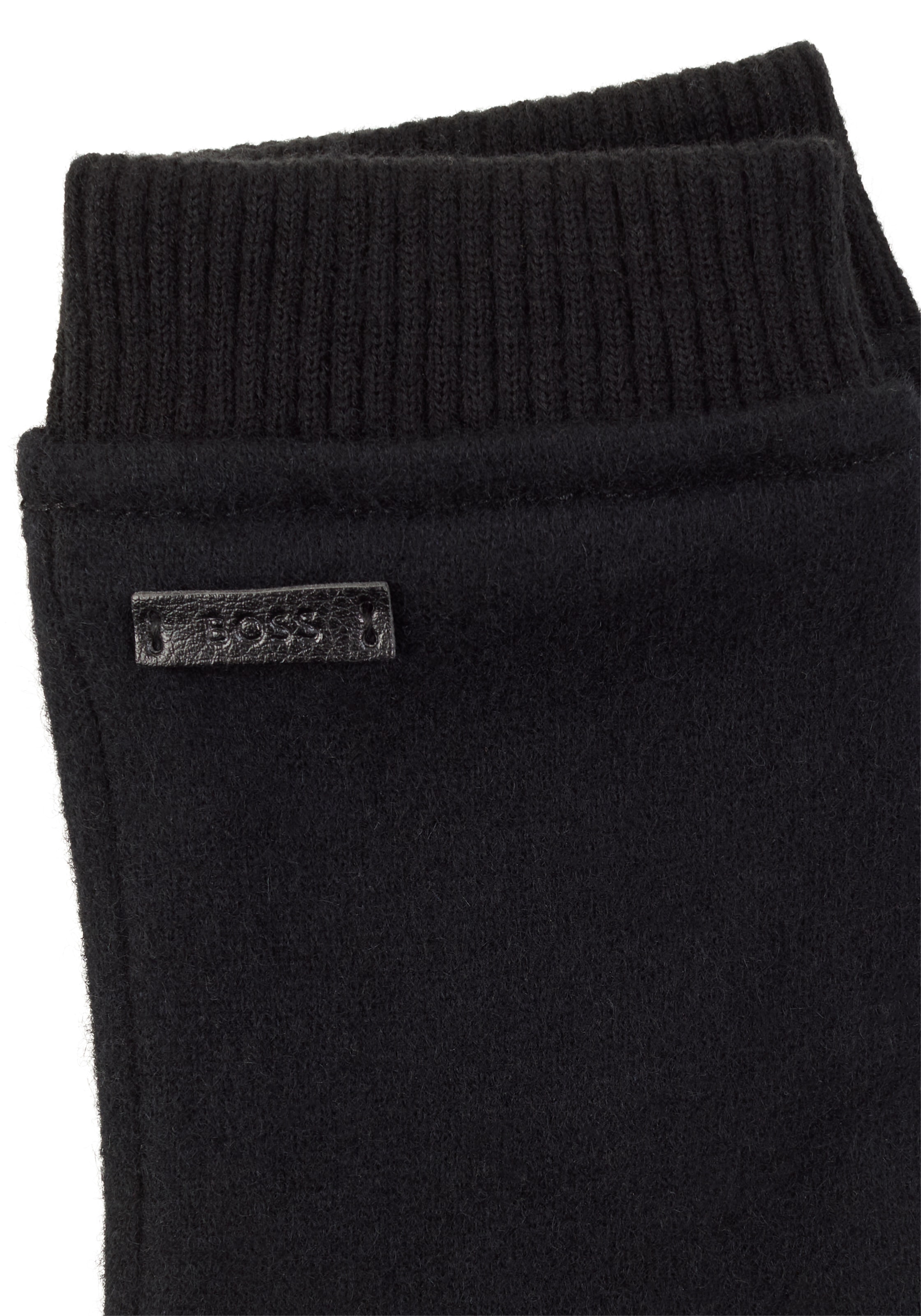 BOSS Strickhandschuhe »Kalsper«, mit Labelaufnäher aus Leder