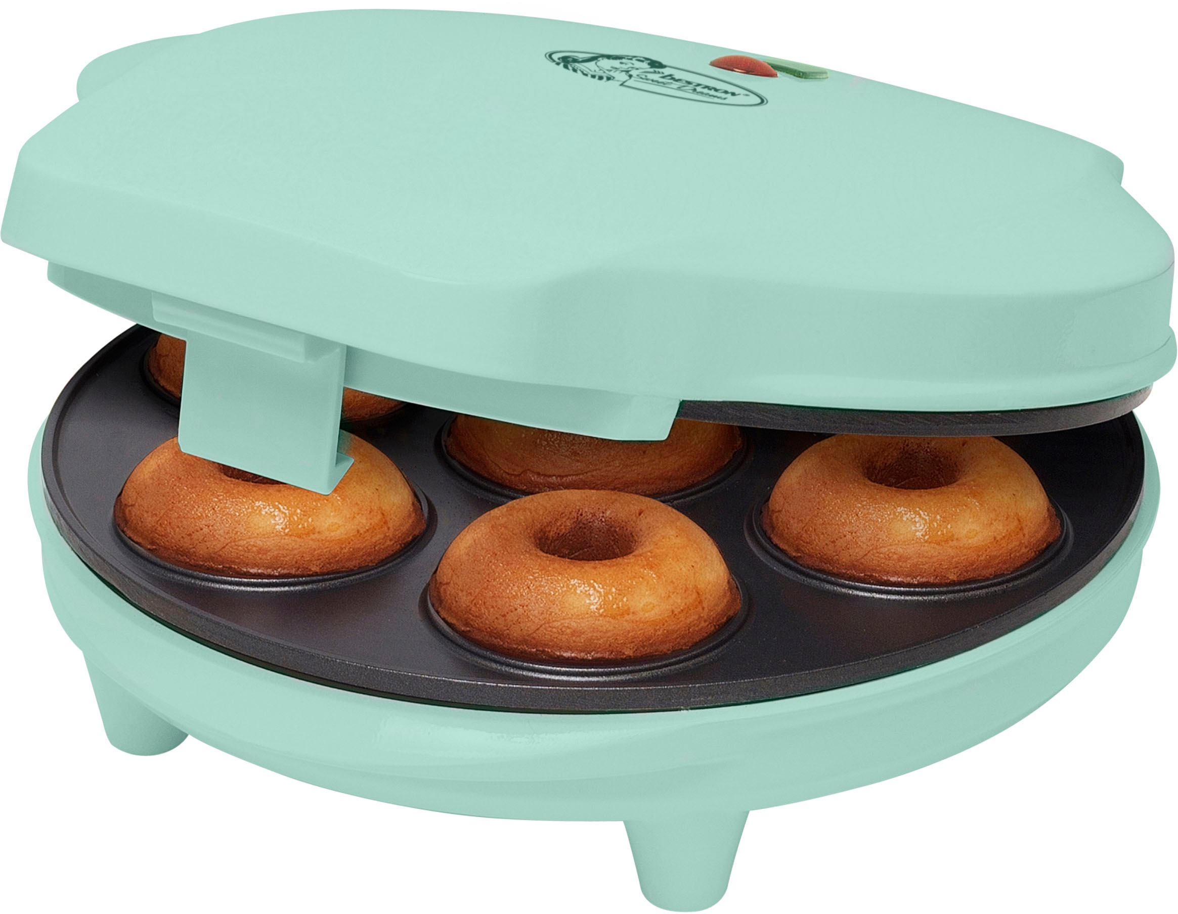 bestron Donut-Maker "ADM218SDM Sweet Dreams", 700 W, im Retro Design, Antihaftbeschichtung, Farbe: Mint