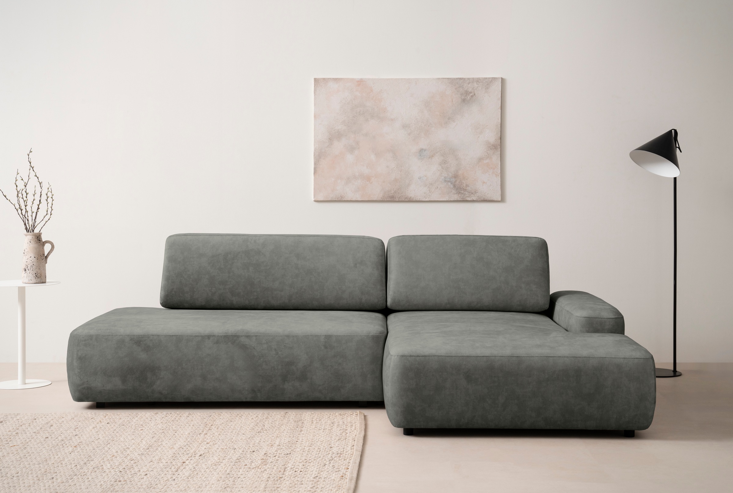 INOSIGN Ecksofa »TORGE, Schlafsofa Cord, Samtvelours u. Strukur fein, Couch in L-Form«, Schlaffunktion und Bettkasten, Liegefläche: 210x125 cm, neues Design