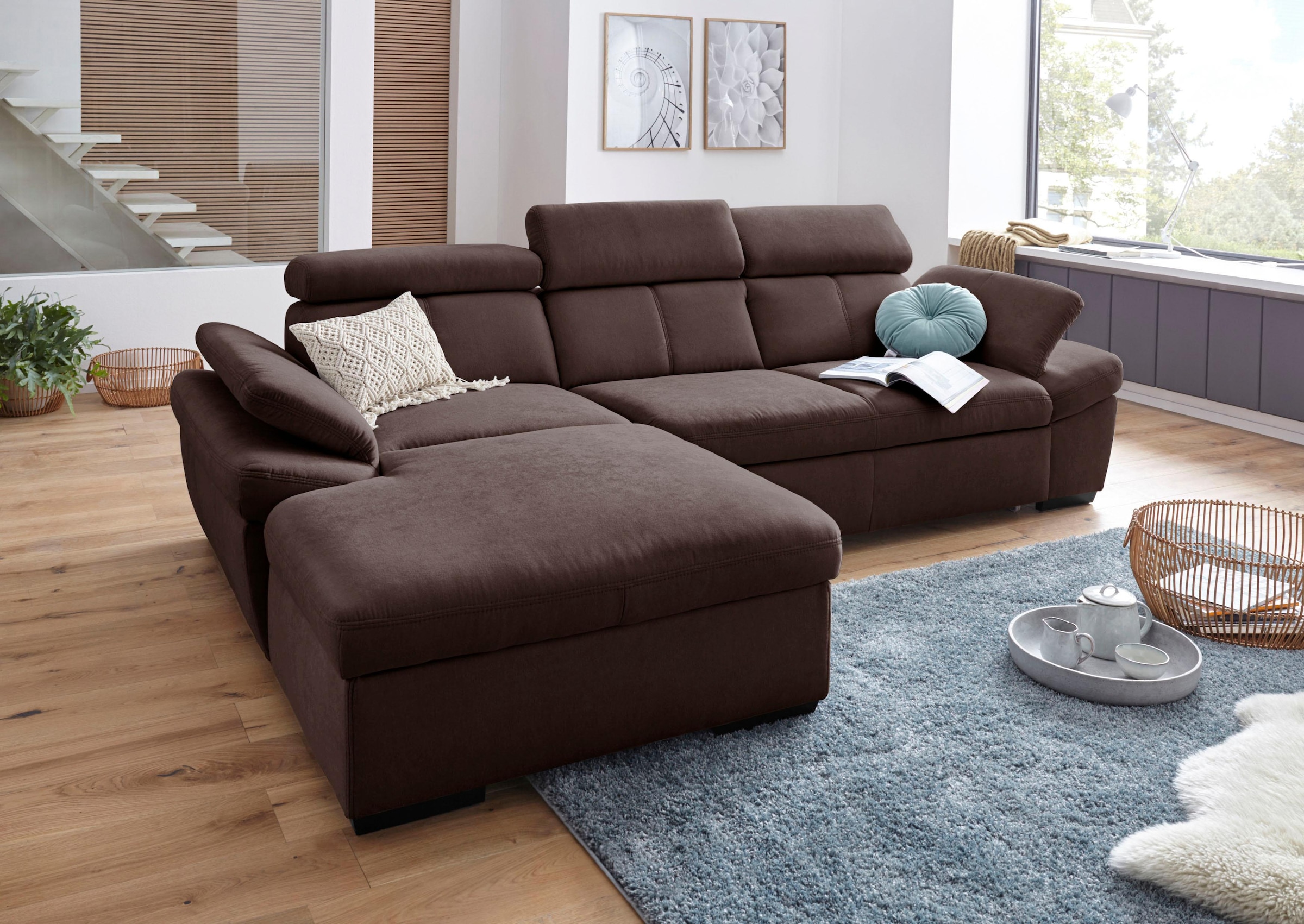 exxpo - sofa fashion Ecksofa "Salerno, inkl. Arm-& Kopfteilverstellung, beq günstig online kaufen