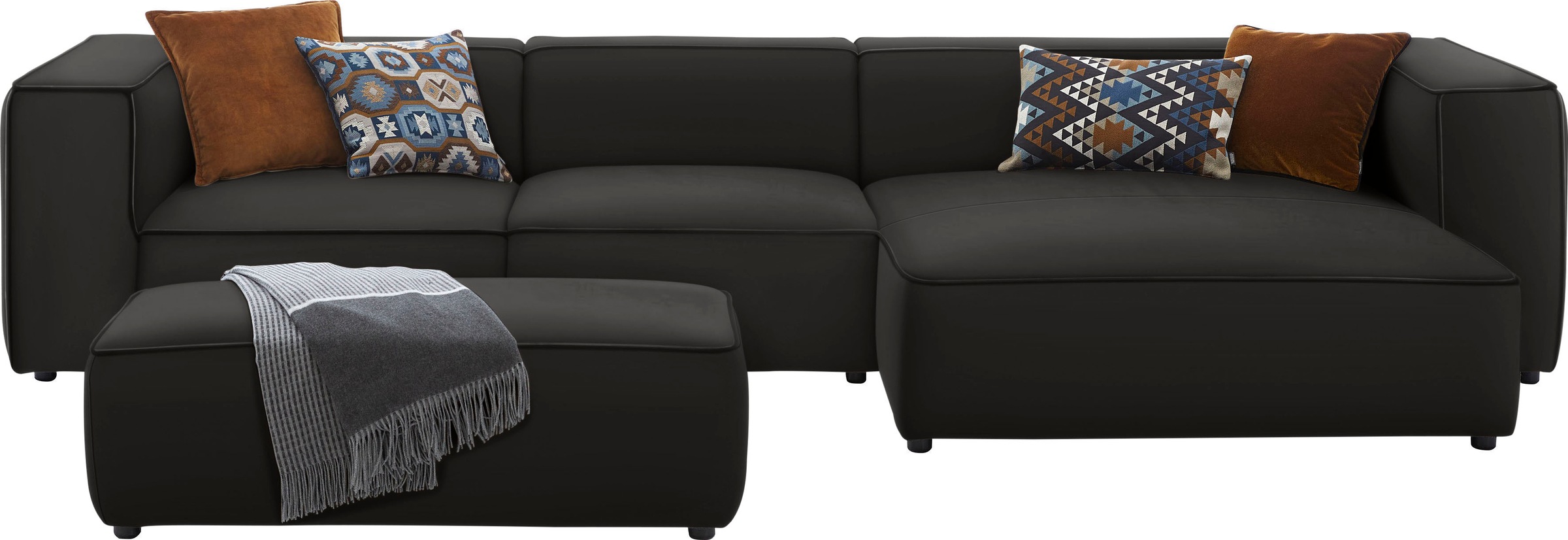 W.SCHILLIG Ecksofa »around-the-block«, mit eleganter Biese, mit Federkern, Breite 341 cm