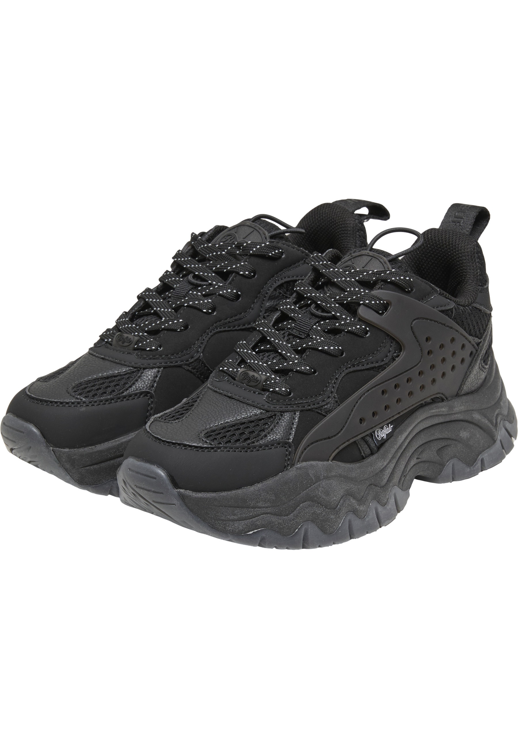 Trainingsschuh BUFFALO "Buffalo PATH LO - VEGAN NAPPA/NUBUCK", Damen, Gr. 38, schwarz, unifarben, Schuhe