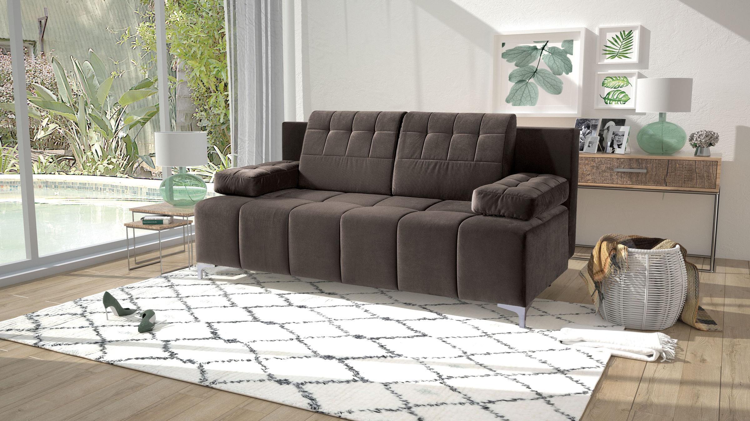 exxpo - sofa fashion 3-Sitzer »Schlafsofa mit Bettfunktion, Bettkasten, mit Federkernpolsterung«, bequem, mit hochwertigem Funktionsbeschlag für mehr Komfort