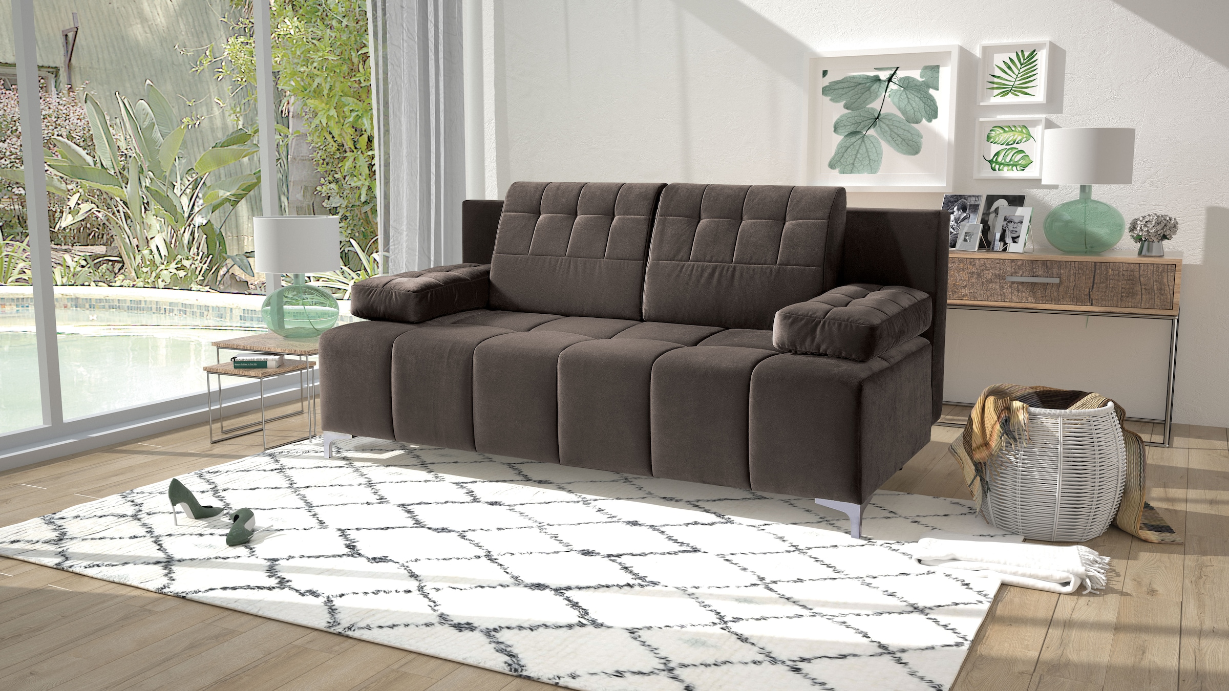 exxpo - sofa fashion 3-Sitzer "Sinus Schlafsofa, Dauerschläfer, Bettkasten, günstig online kaufen