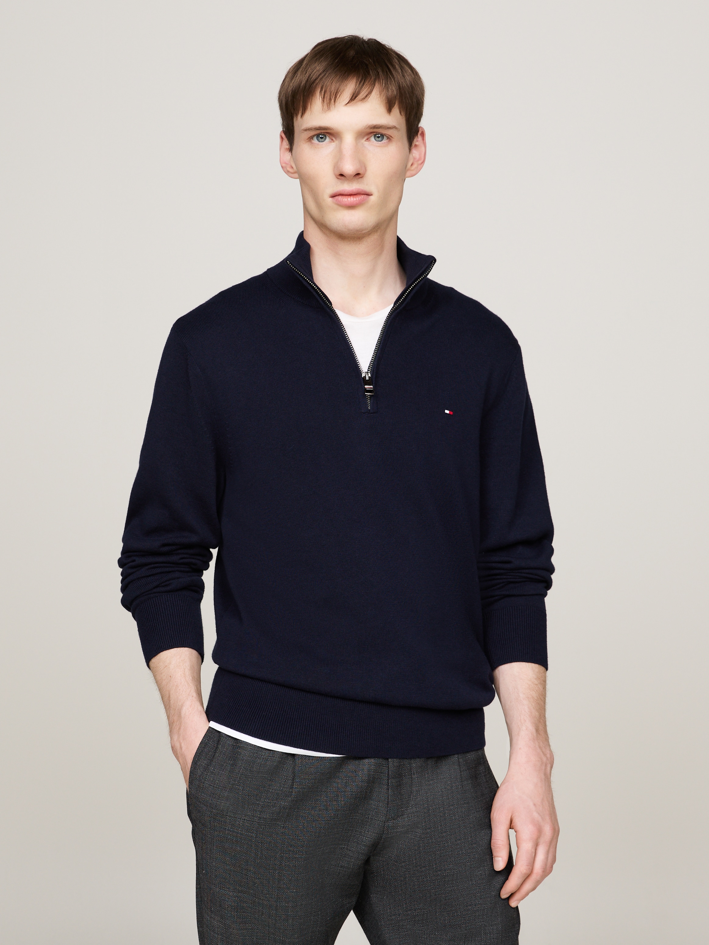 Tommy Hilfiger Troyer »PIMA ORG CTN CASHMERE ZIP MOCK«