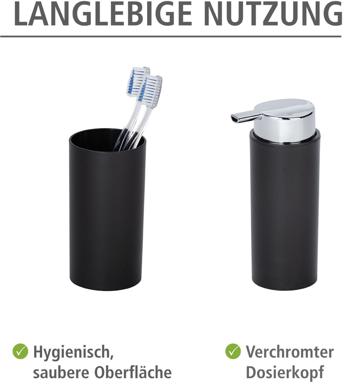 WENKO Badaccessoire-Set »Calvo« Seifenspender, Zahnputzbecher, WC-Garnitur & Kosmetikeimer