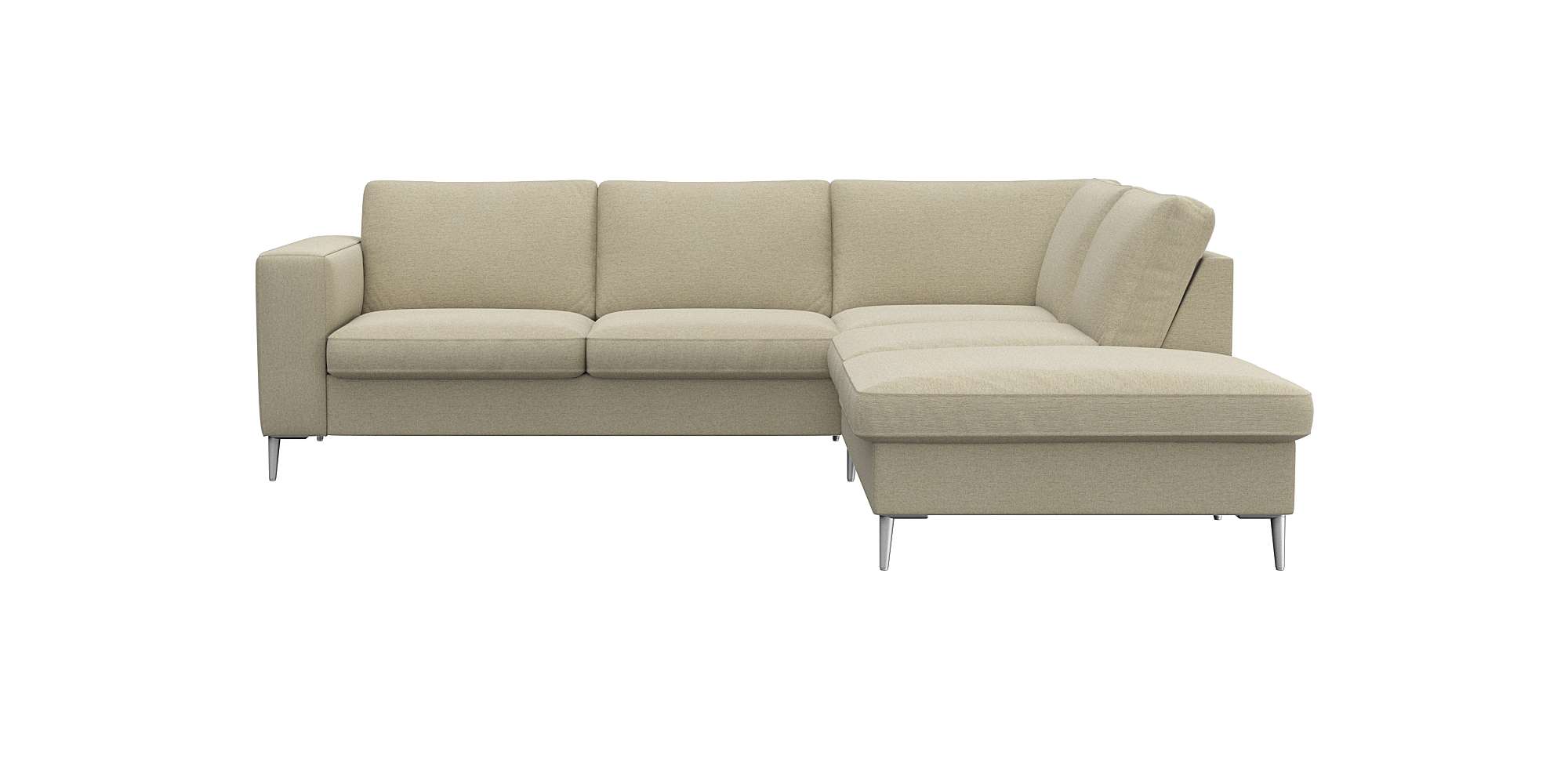 FLEXLUX Ecksofa "Fiore, L-Form" breite Armlehnen, Füße alufarben, B/T 241/225 cm, Kaltschaum im Sitz
