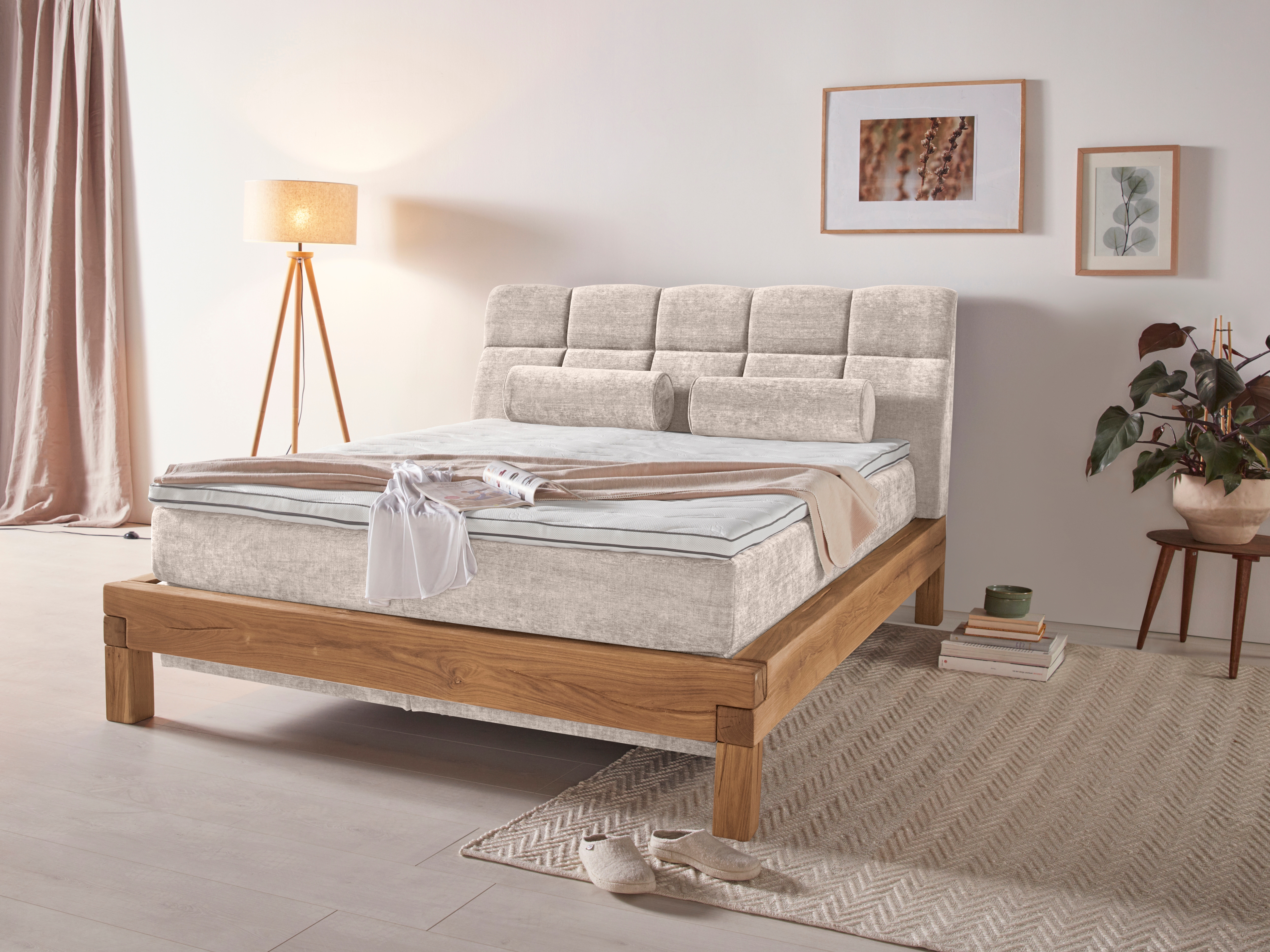 Home affaire Boxspringbett "Villads" Liegefläche: 160/200 cm aus Balkeneiche, Inside-Boxspring-Unterbau