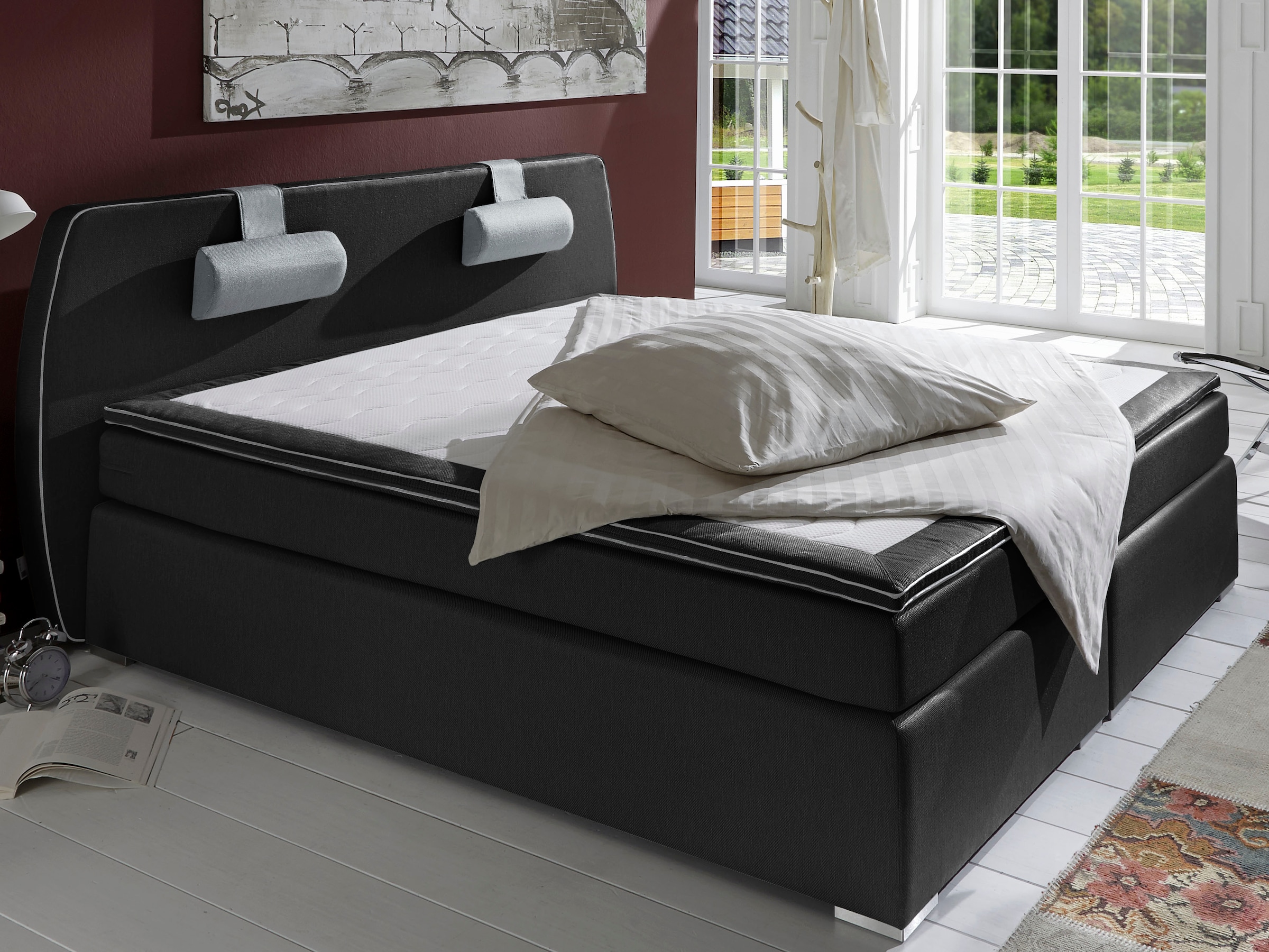 ATLANTIC home collection Boxspringbett »Rex«, mit Topper und verstellbaren Nackenkissen