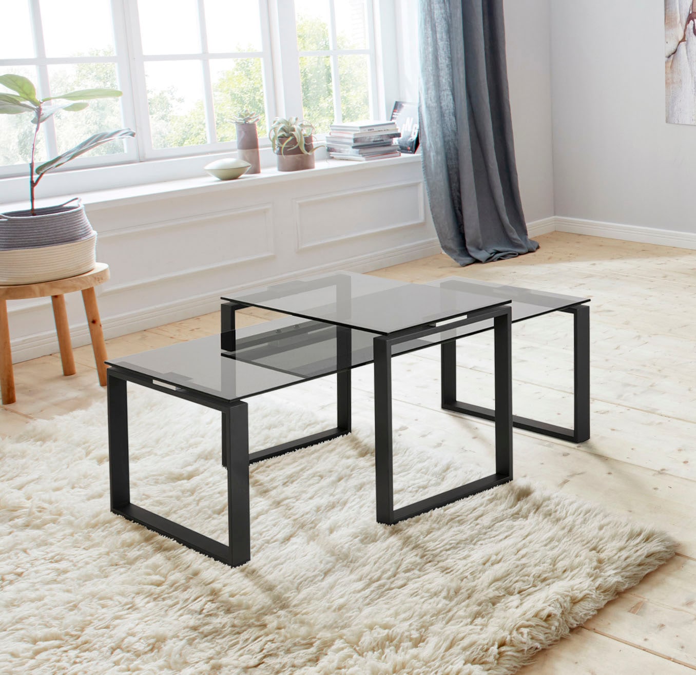 ACTONA GROUP Couchtisch "Karolina" Set, 2 Stk. tlg. aus rauchfarbigen Glas günstig online kaufen