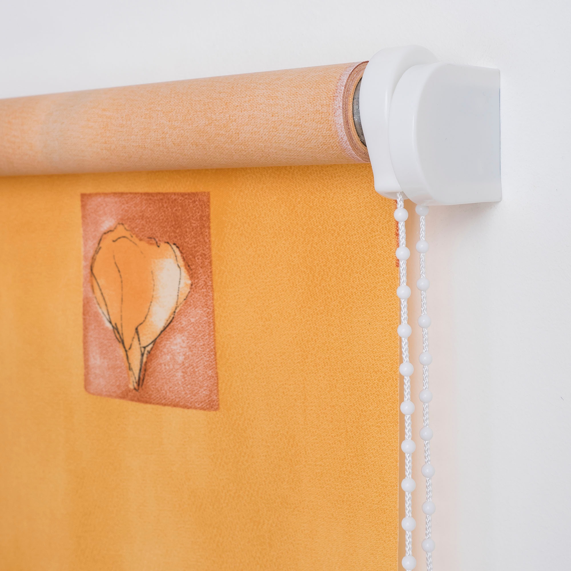 Liedeco Seitenzugrollo "Blumen orange" Lichtschutz Sichtschutz mit Bohren/o günstig online kaufen