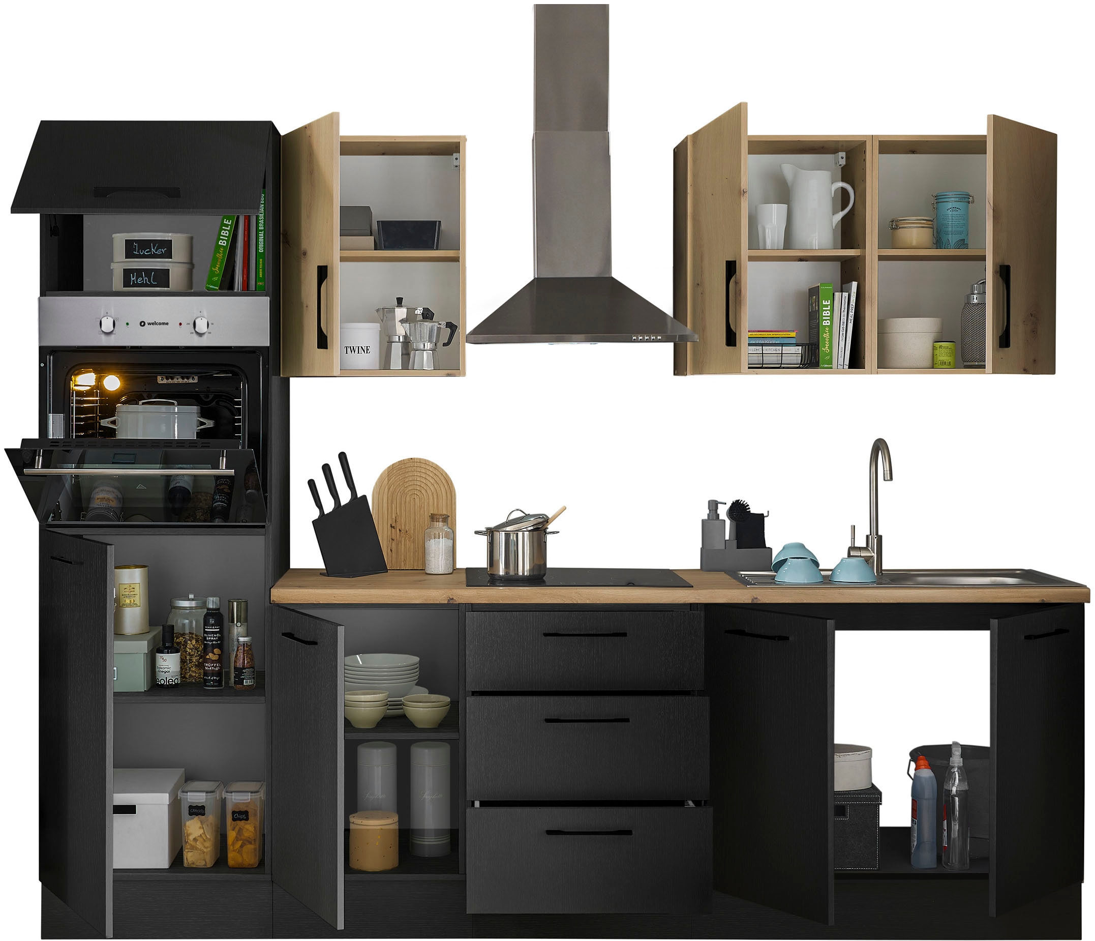 BASIC by Balculina Küchenzeile »Turin«, Breite 270 cm, wahlweise mit E-Geräten