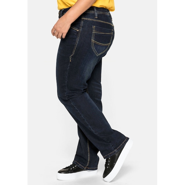 Sheego Stretch-Jeans »Große Größen«, mit gerader Beinform, individuelle  Used-Effekte für bestellen | BAUR