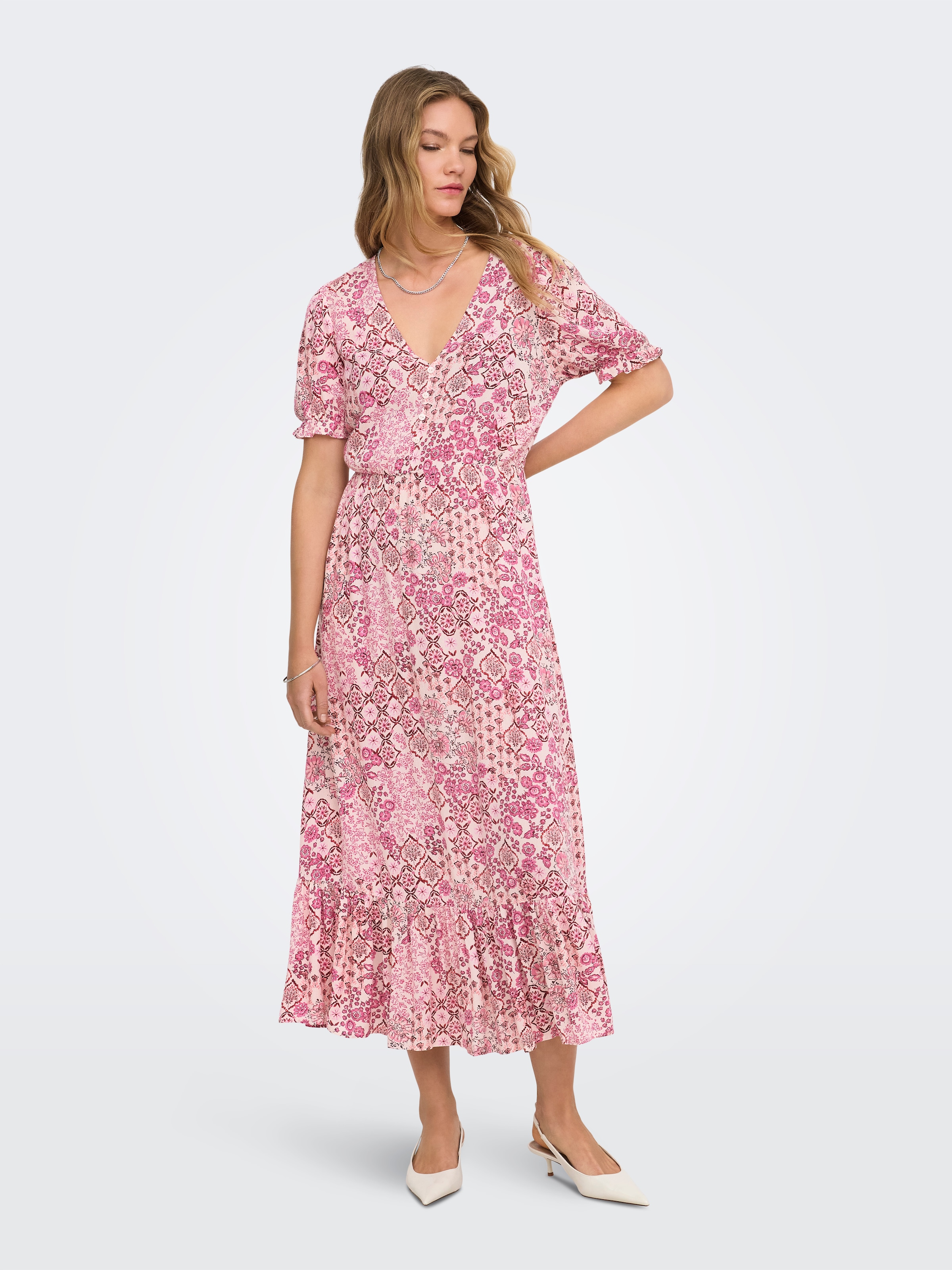 ONLY Maxikleid »ONLCHIANTI S/S LONG DRESS WVN NOOS« Viskose, regular fit