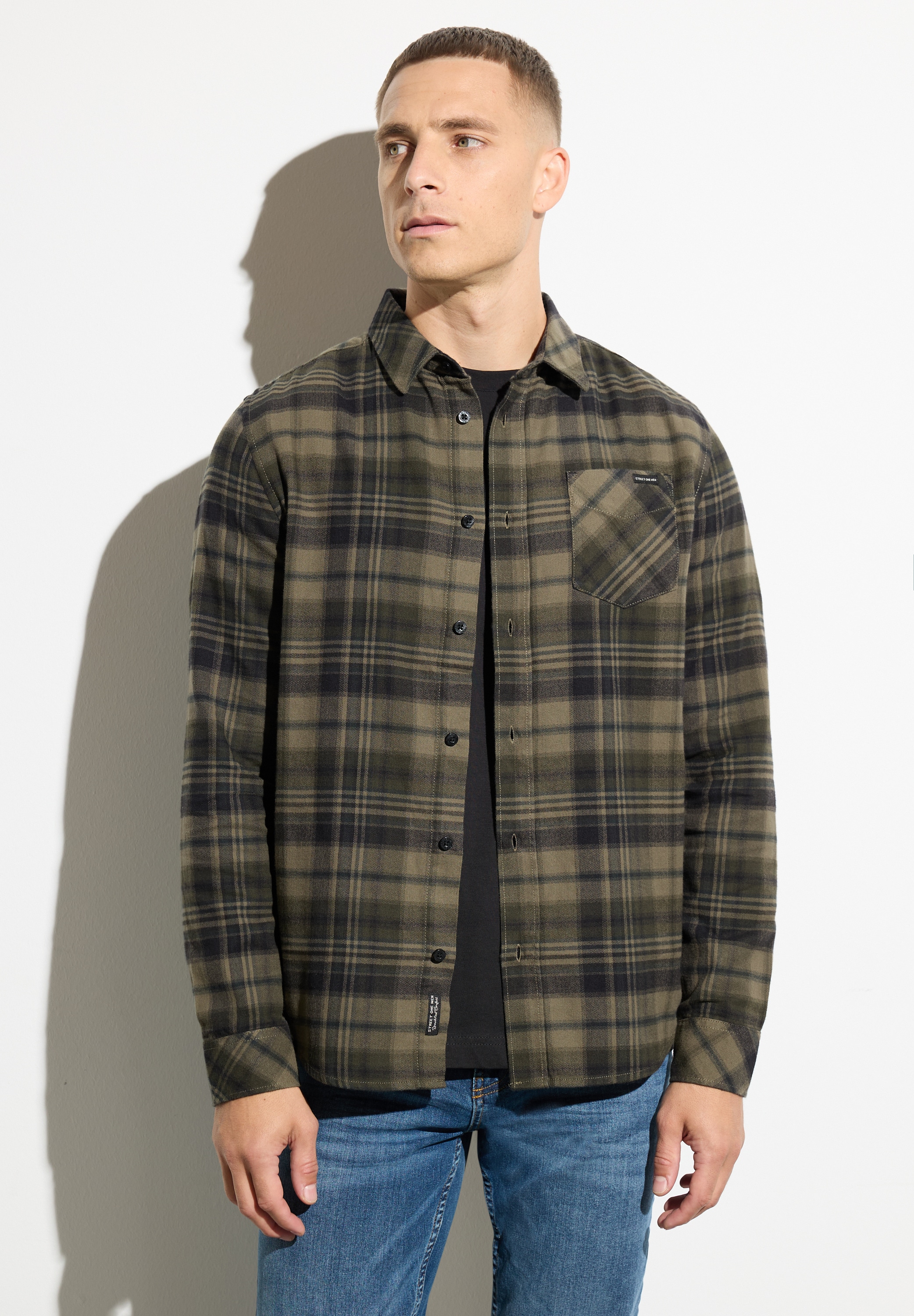 STREET ONE MEN Flanellhemd, mit Brusttasche günstig online kaufen