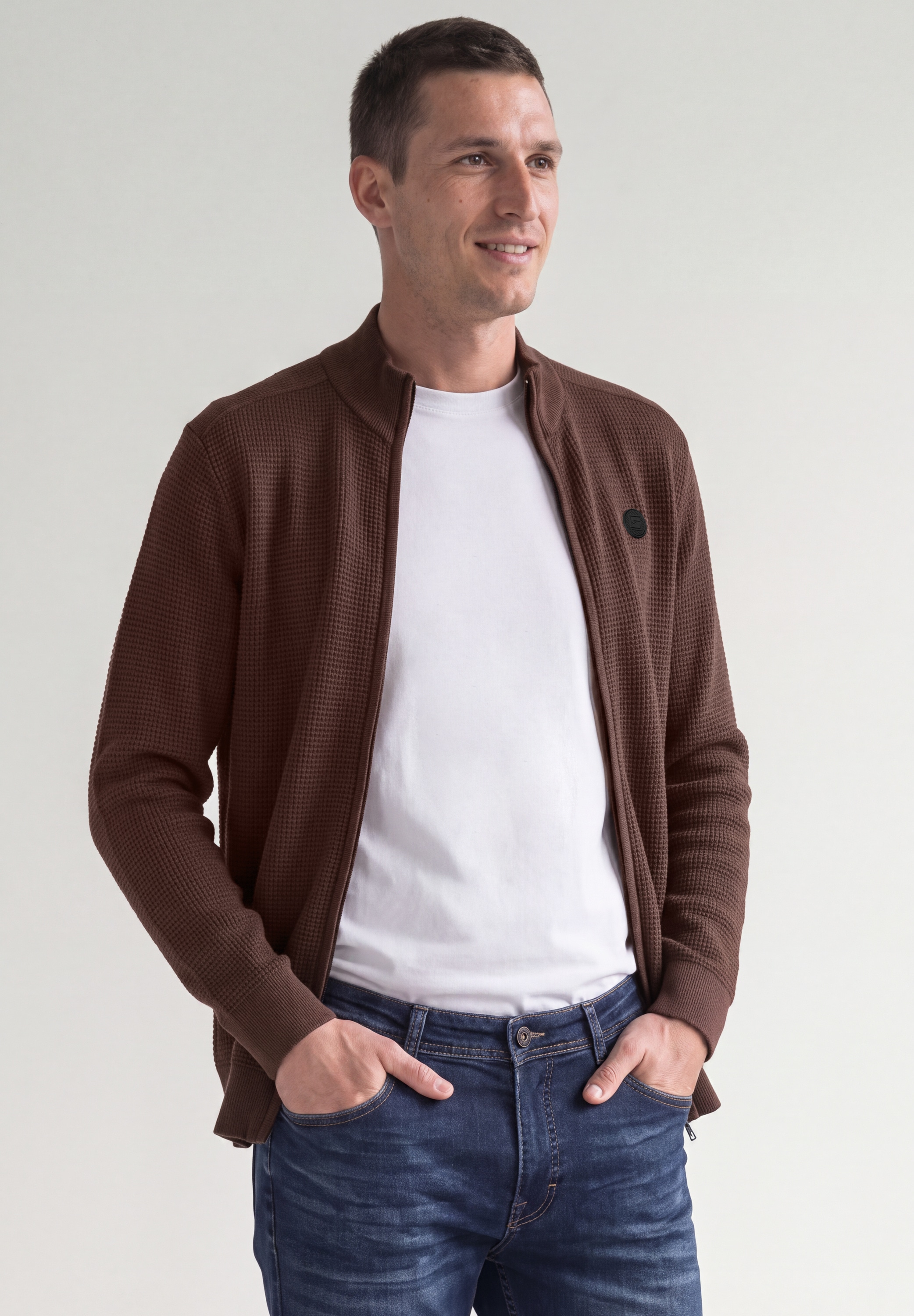 STREET ONE MEN Cardigan mit Stehkragen