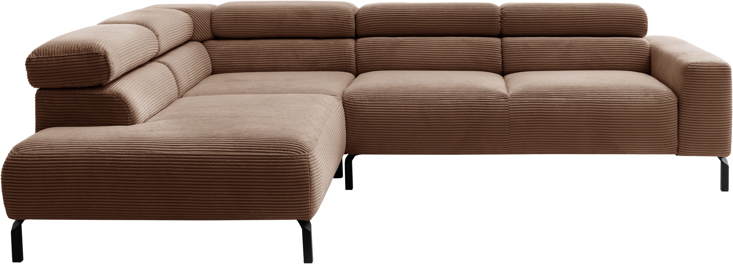 Places of Style Ecksofa »Antonelli, L-Form, inkl. Kopfteilverstellung, Breite 276 cm«, ohne Sitztiefenverstellung, in Cord, rost