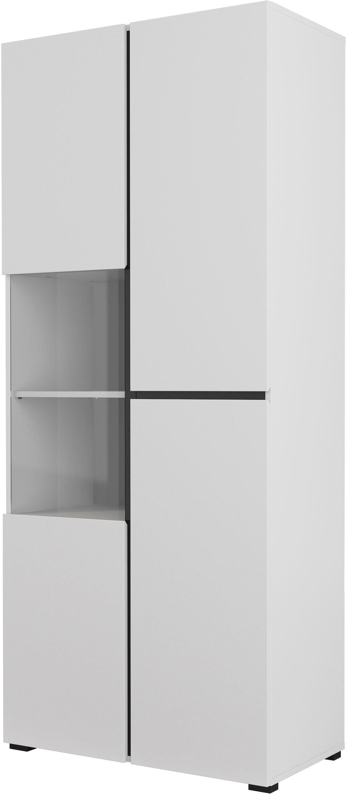 INOSIGN Vitrine »Cross, Höhe 183,5 cm, moderne grifflose Standvitrine mit 3 Türen«, Hochschrank mit viel Stauraum, Glastür und verstellbaren Einlegeböden