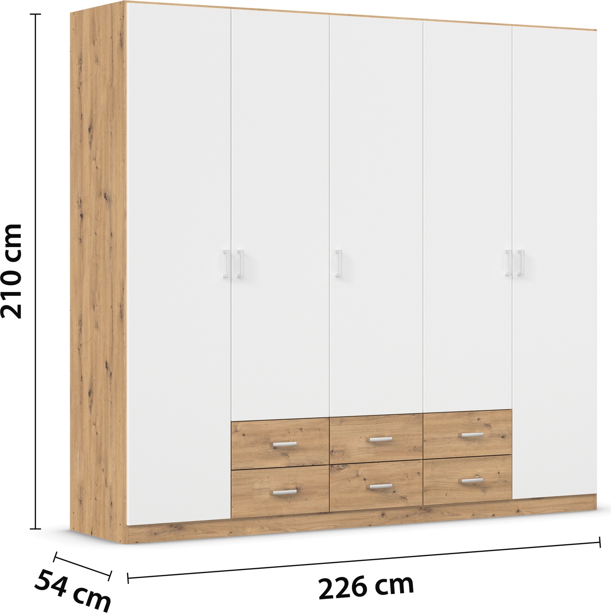 rauch Drehtürenschrank »Kleiderschrank Schrank Garderobe Wäscheschrank GAMMA in 3 Breiten«, mit 6 Schubladen, in schlichtem Design TOPSELLER MADE IN GERMANY