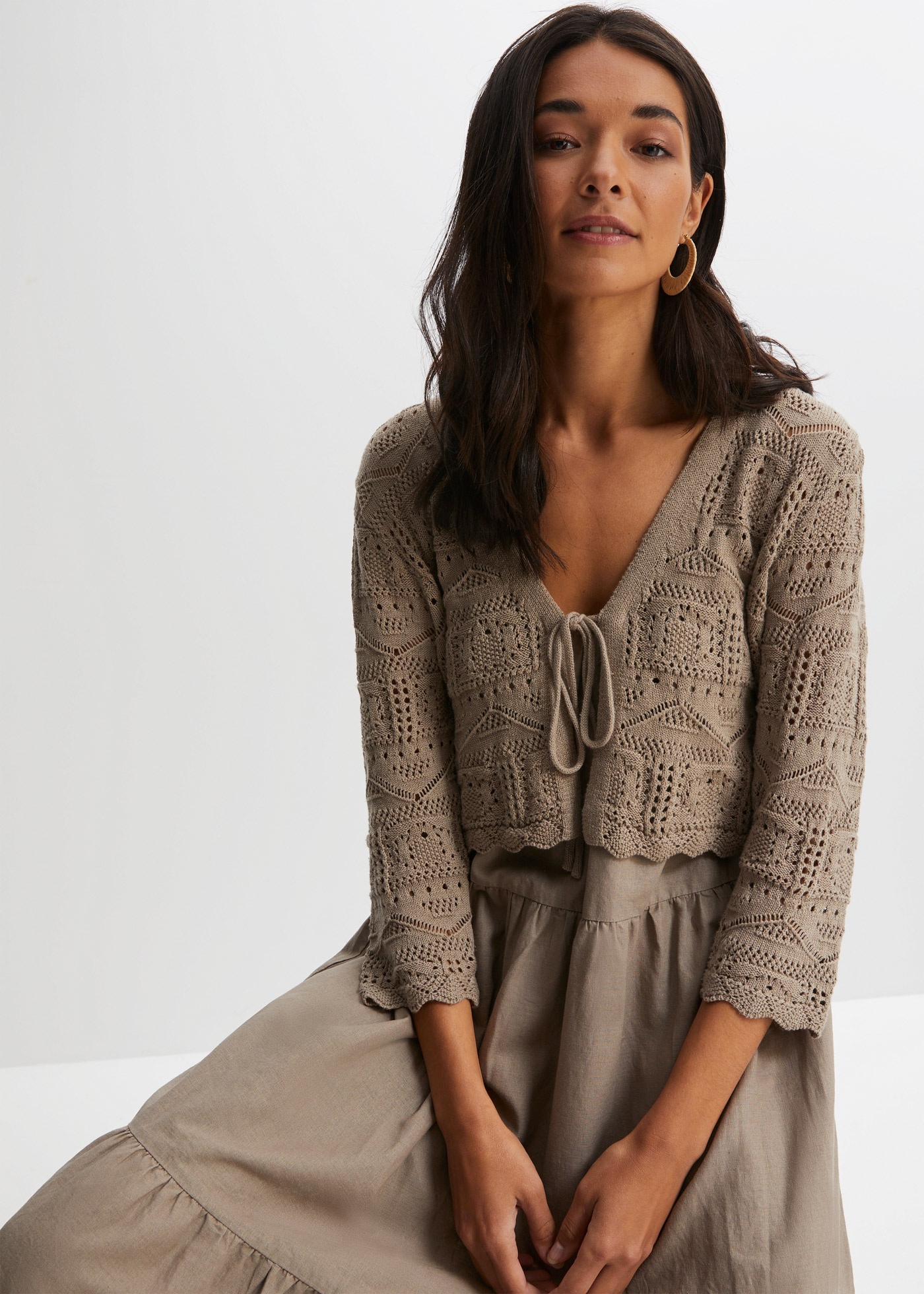 bonprix "Ajour-Bolero" bequeme Passform, 3/4-Ärmel, Ajour-Bolero