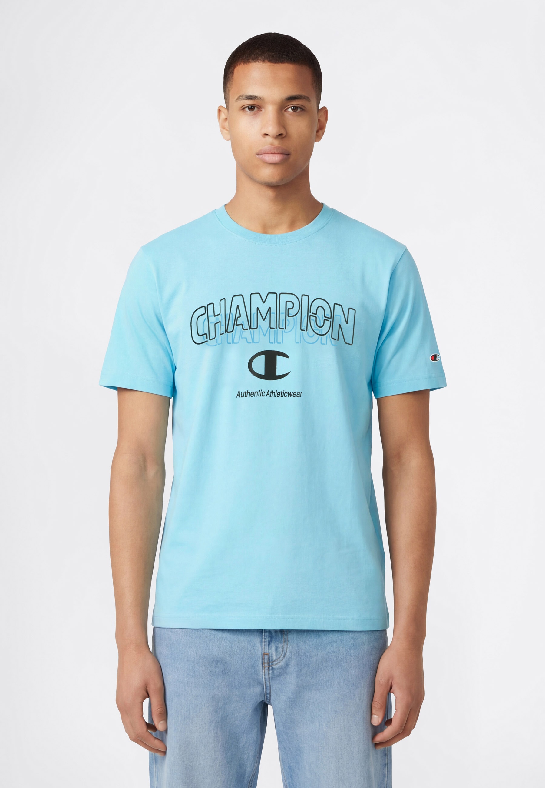 Champion T-Shirt "Graphic Tee" Kurzarm, mit Rundhalsausschnitt, ohne Verschluss, aus Baumwolle