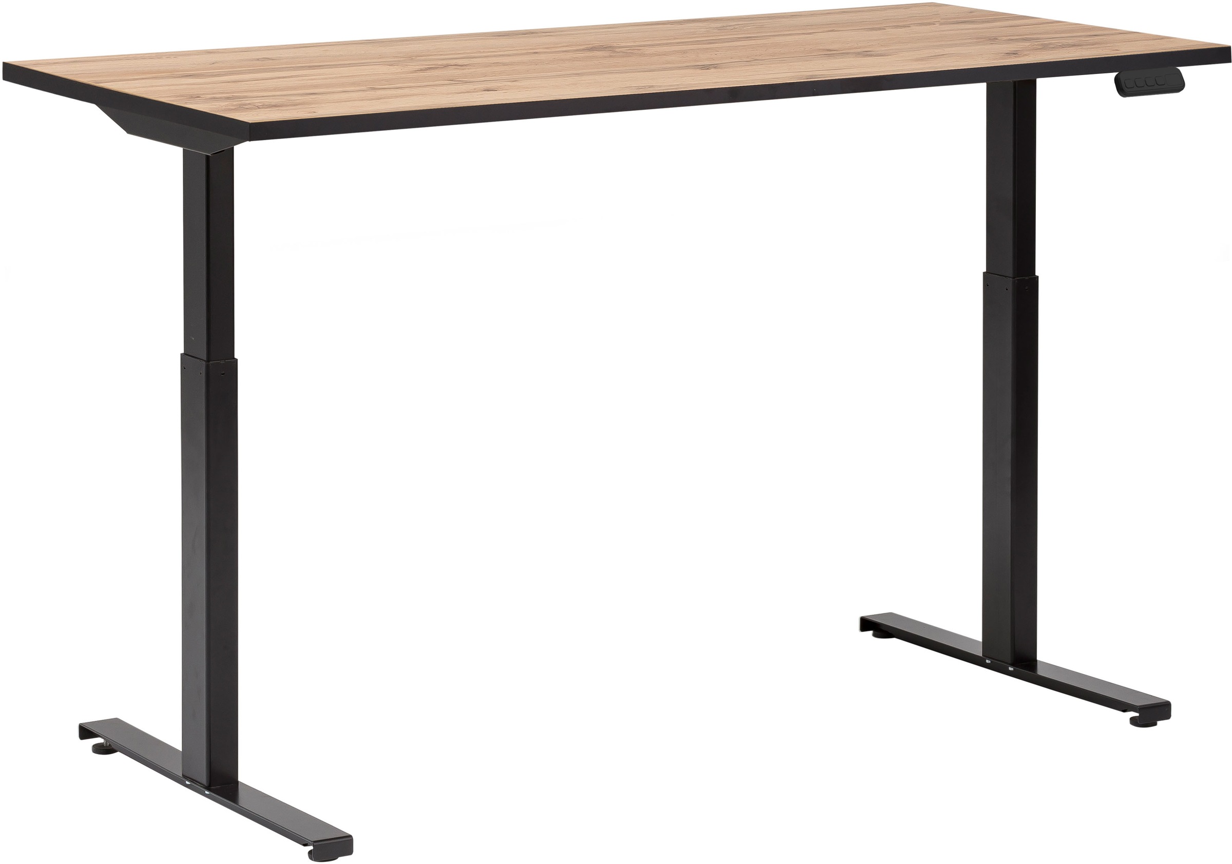 Schreibtisch SCHILDMEYER "Serie 2000", beige (eiche landhaus dekor, schwarz, eiche landhaus dekor), B/H/T: 117,5cm, Tische, Schreibtisch, elektrische Höhenverstellung 3