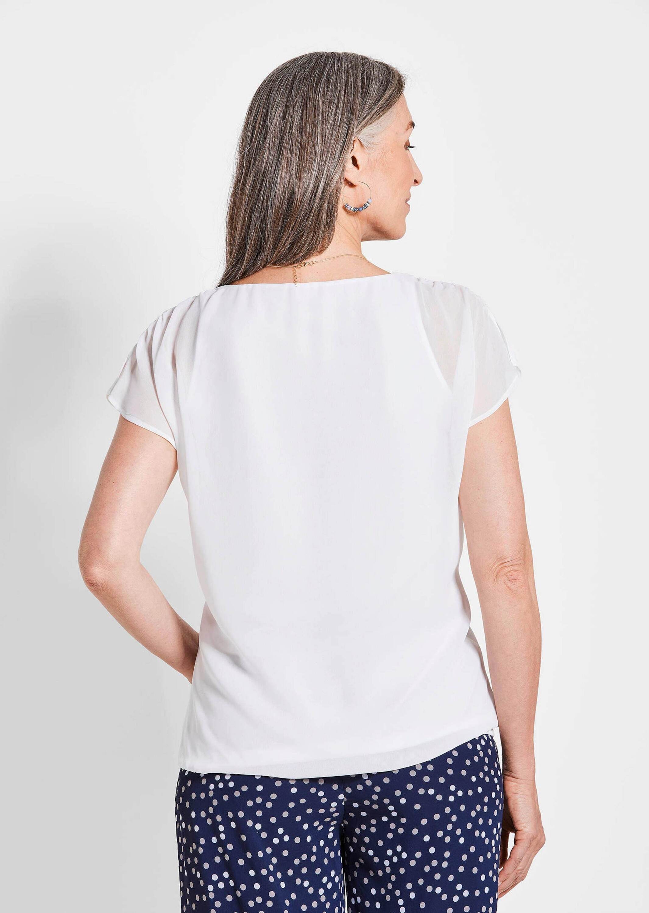 GOLDNER Kurzarmbluse »Luftige Bluse mit Chiffon, Kurzarm«