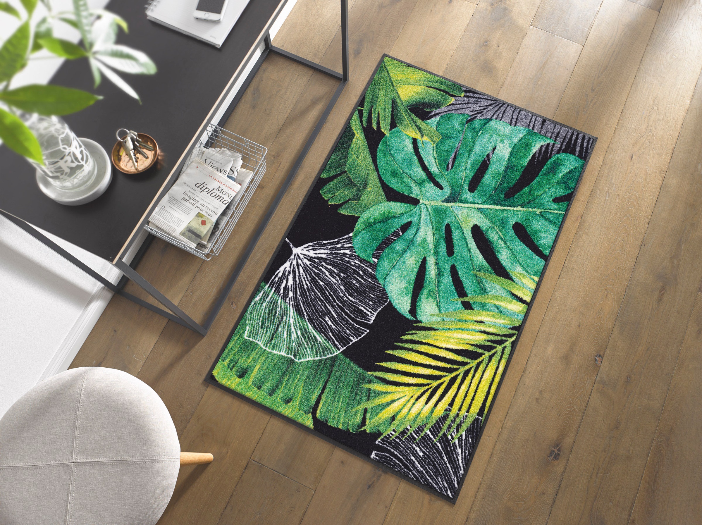 wash+dry by Kleen-Tex Teppich "Neoflora" rechteckig 7 mm Höhe Motiv Blätter günstig online kaufen