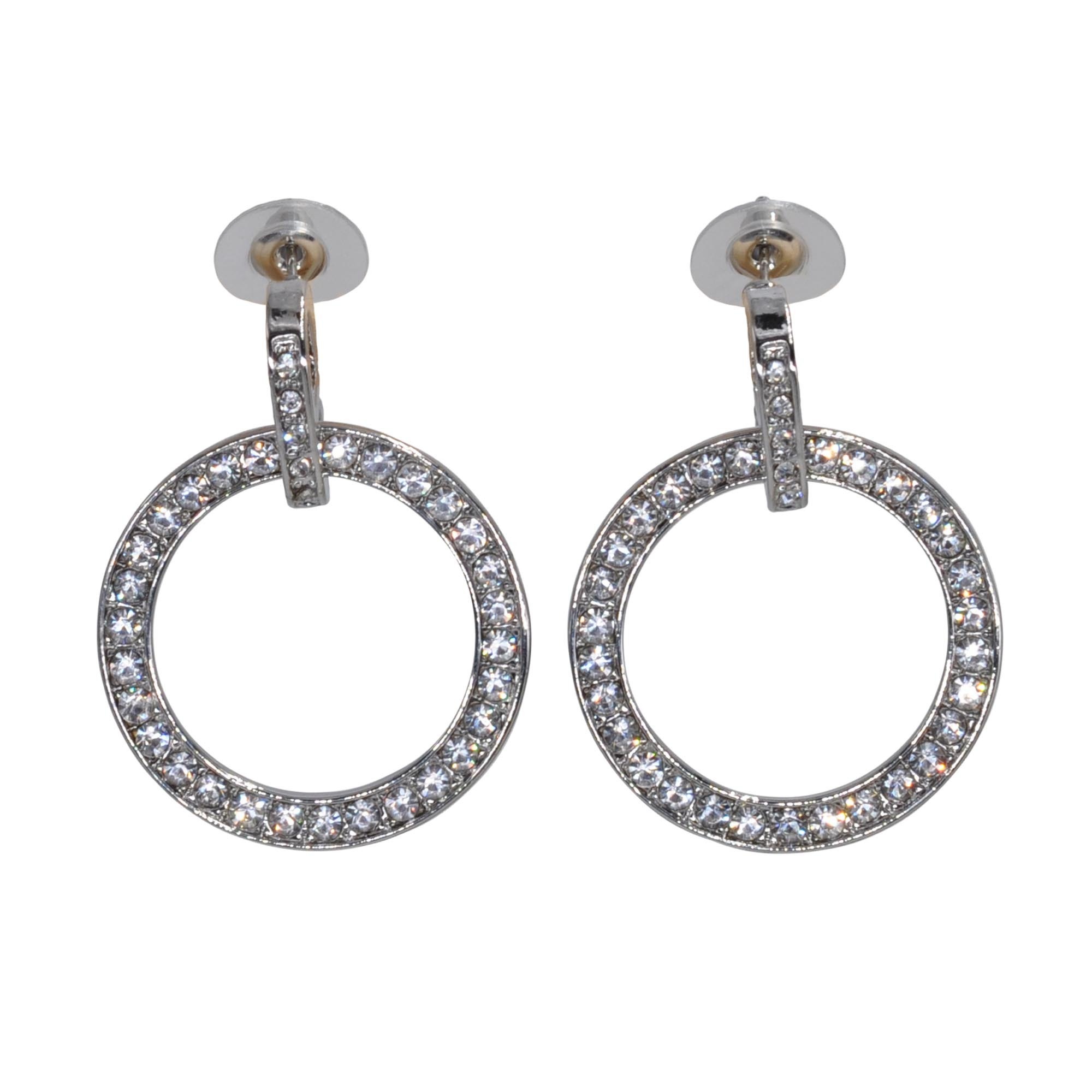 Steuer Paar Ohrstecker "2 Paar Metall rund Glasstein weiß" günstig online kaufen