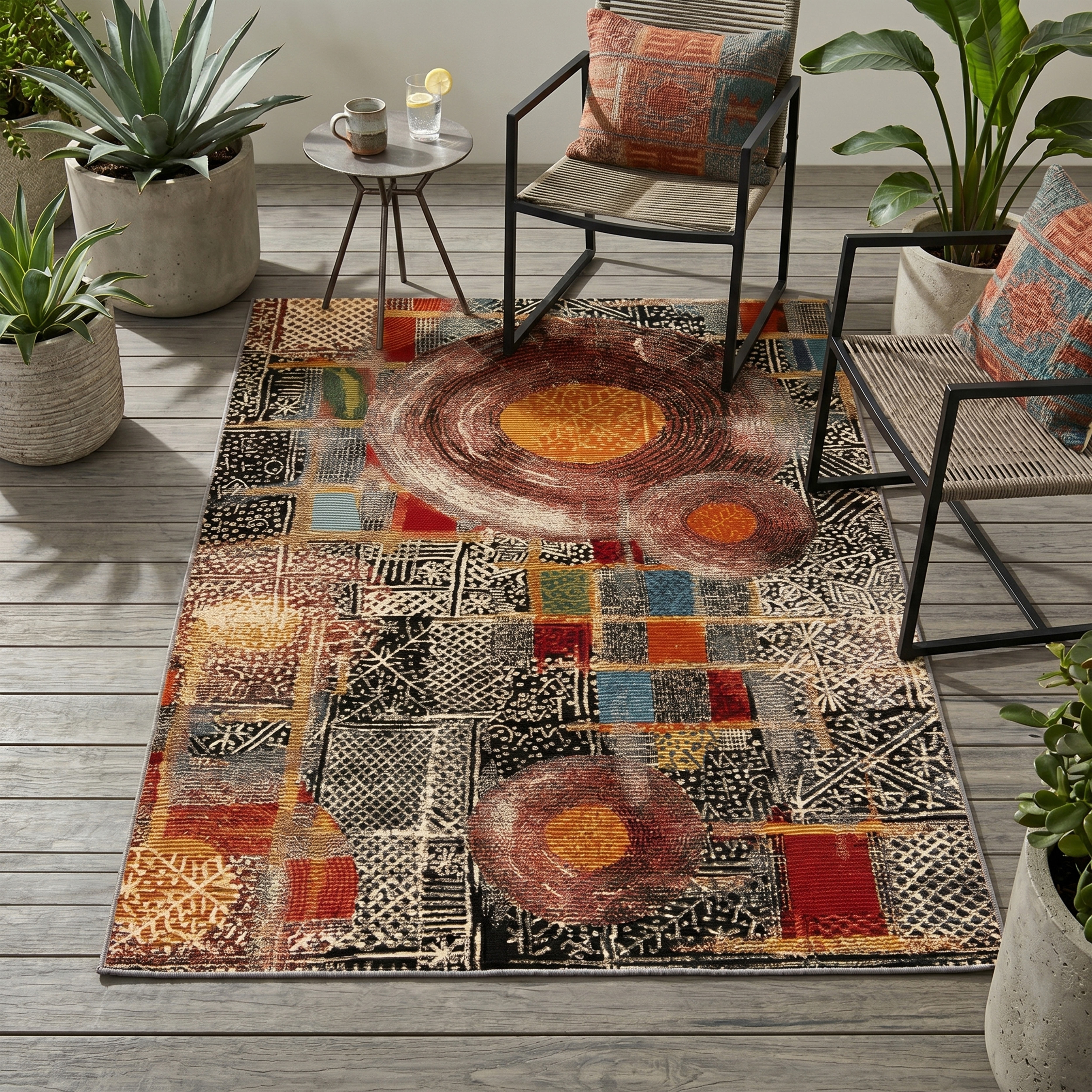 Gino Falcone Teppich "Outdoor-Africa 36" rechteckig 5 mm Höhe Flachgewebe, In- und Outdoor geeignet, Wohnzimmer