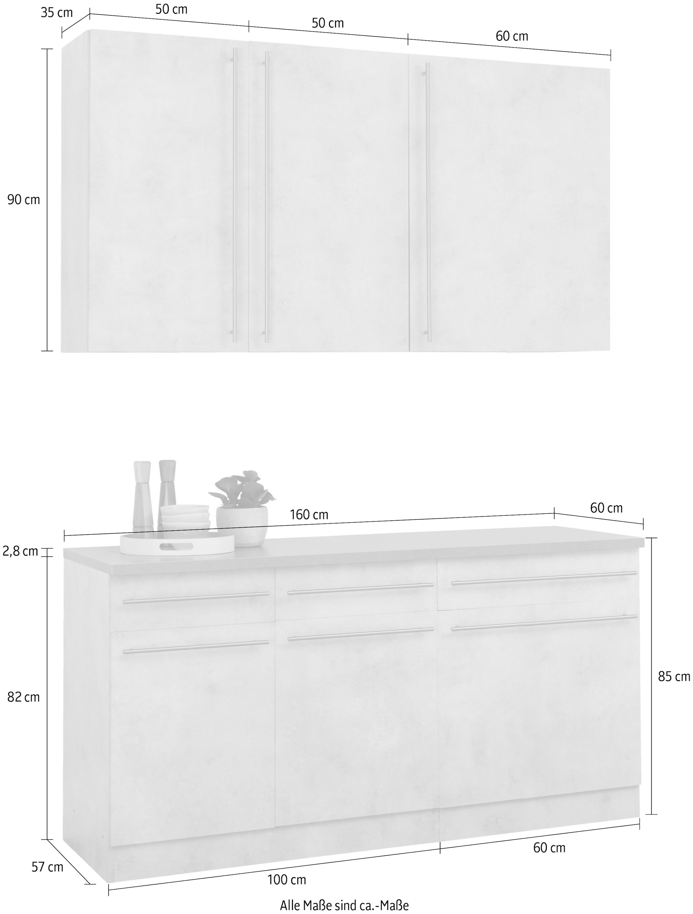 wiho Küchen Pantryküche »Chicago«, ohne E-Geräte, Breite 160 cm