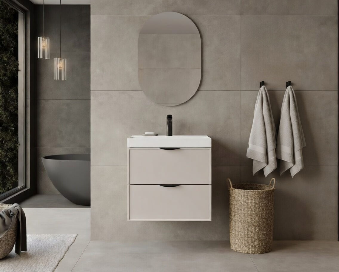 welltime Waschtisch »FLOW SIMPLE mit Waschbecken, Breite 60 oder 80cm, modernes Design« Schrank mit 2 Schubladen, Soft-Close-Function, in 2 Breiten erhältlich