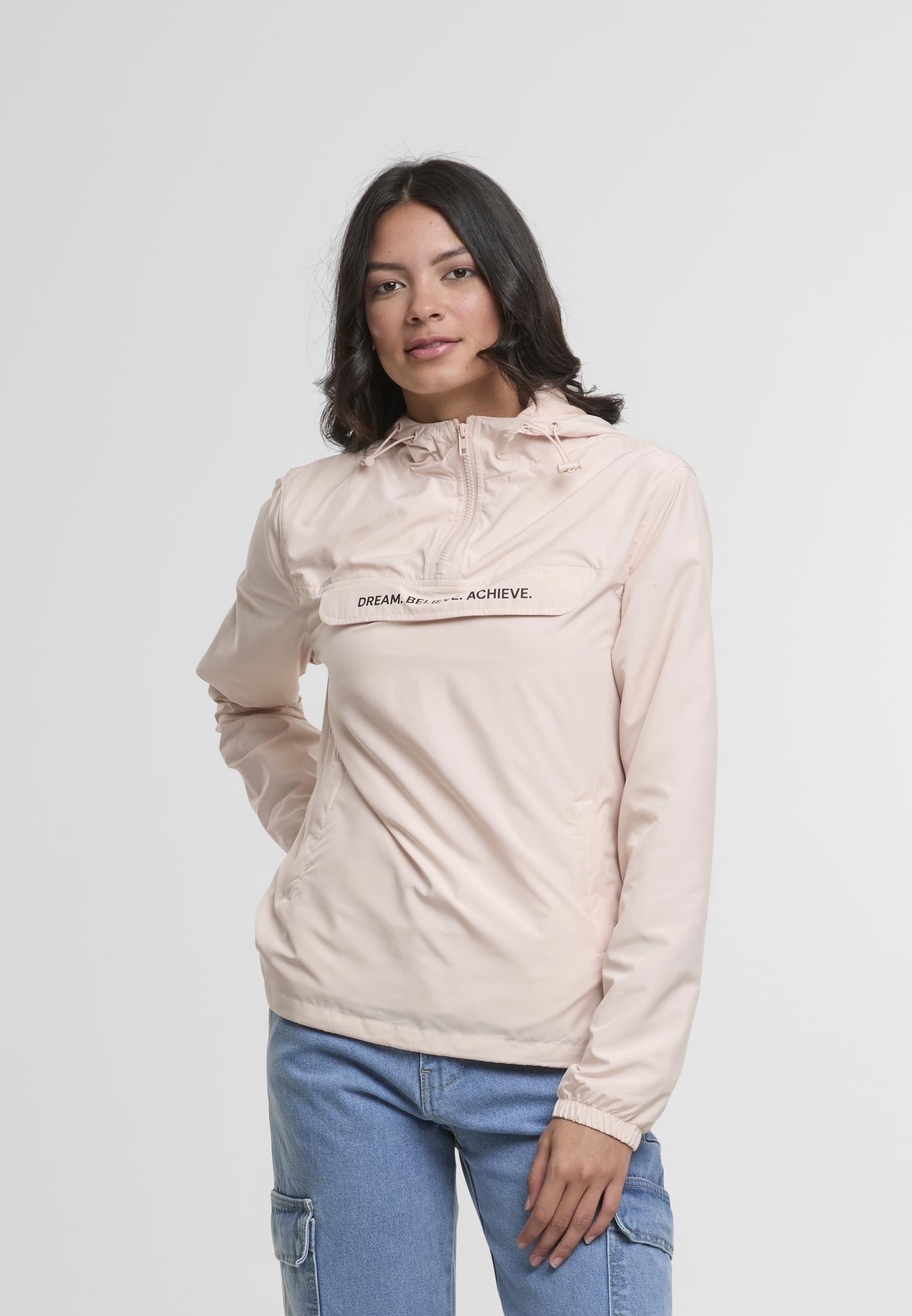 Thumbnail - Miss Tee Allwetterjacke "Miss Tee Dream Believe Achieve Ladies Basic Pull Over Jacket" 1 Stk. tlg. mit Kapuze