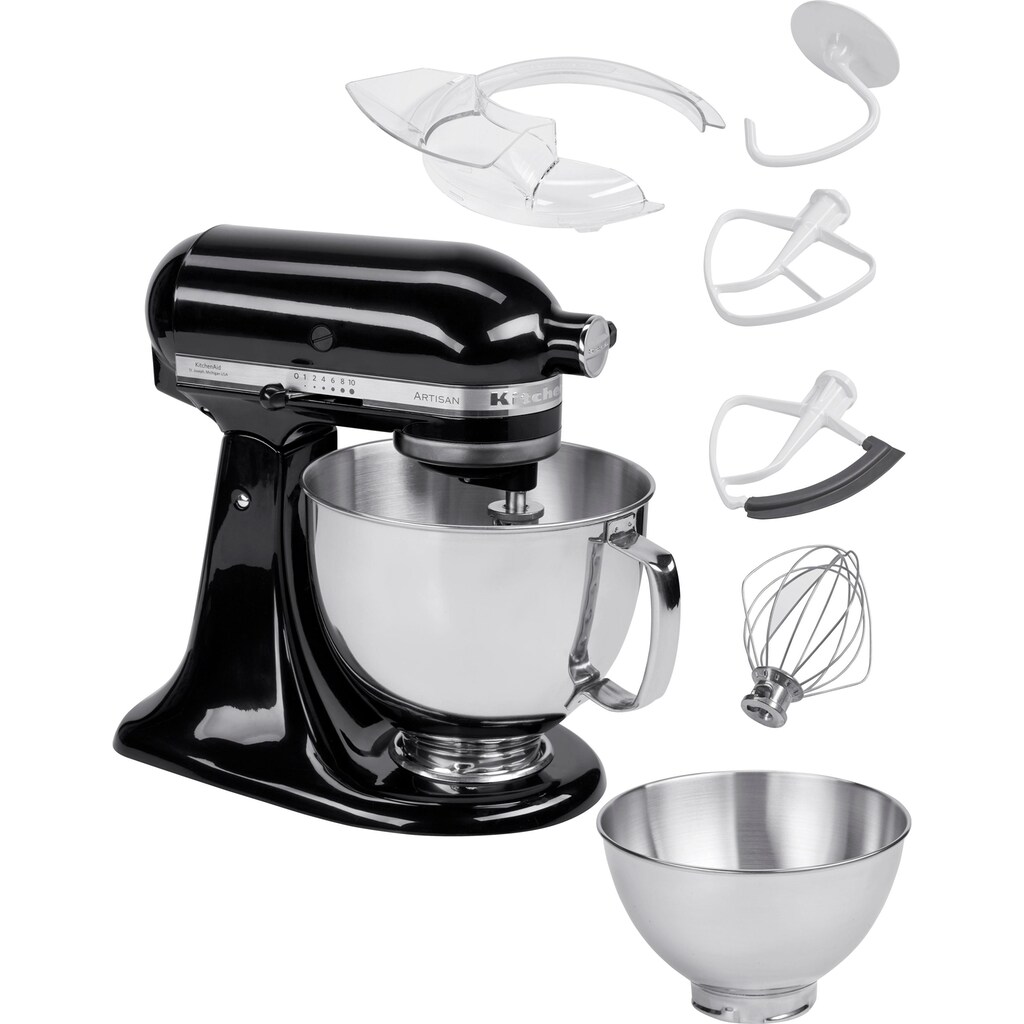 KitchenAid Küchenmaschine »5KSM175PSEOB+KSMVSA ONYX BLACK«, Gratis Gemüseschneider und 3 Trommeln (Wert ca. 129,-UVP)