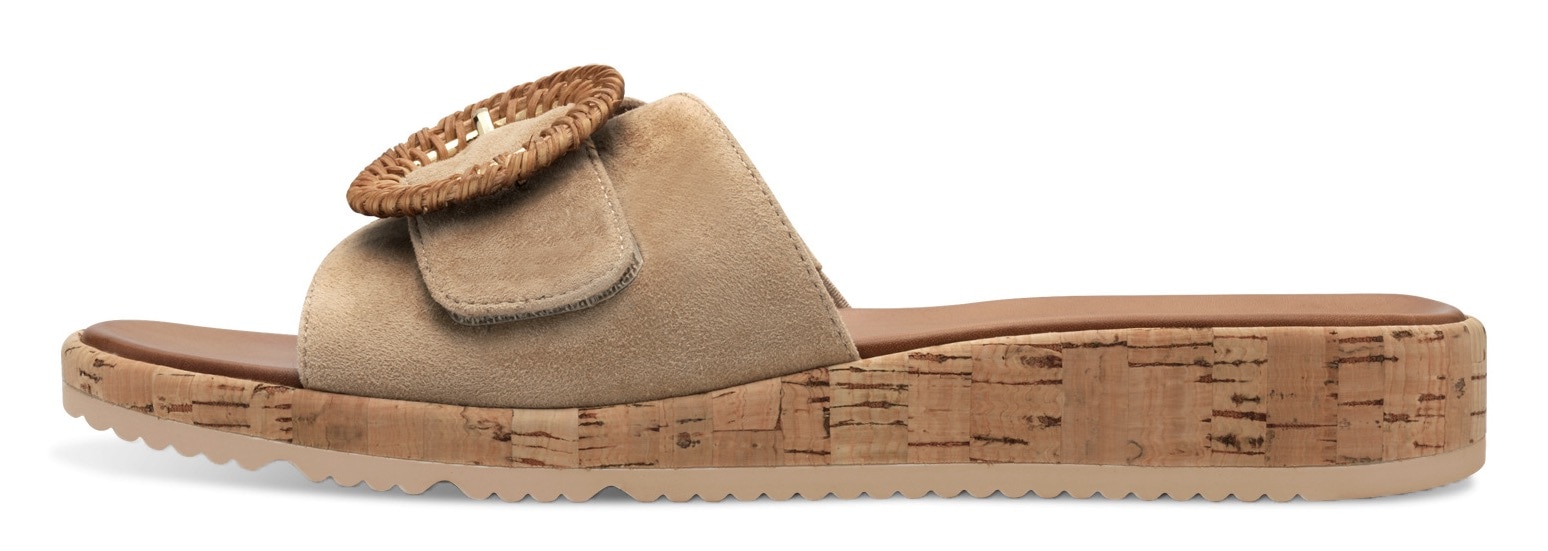 Tamaris Pantolette, Keilabsatz, Sommerschuh, Schlupfschuh mit hübscher Zierschnalle
