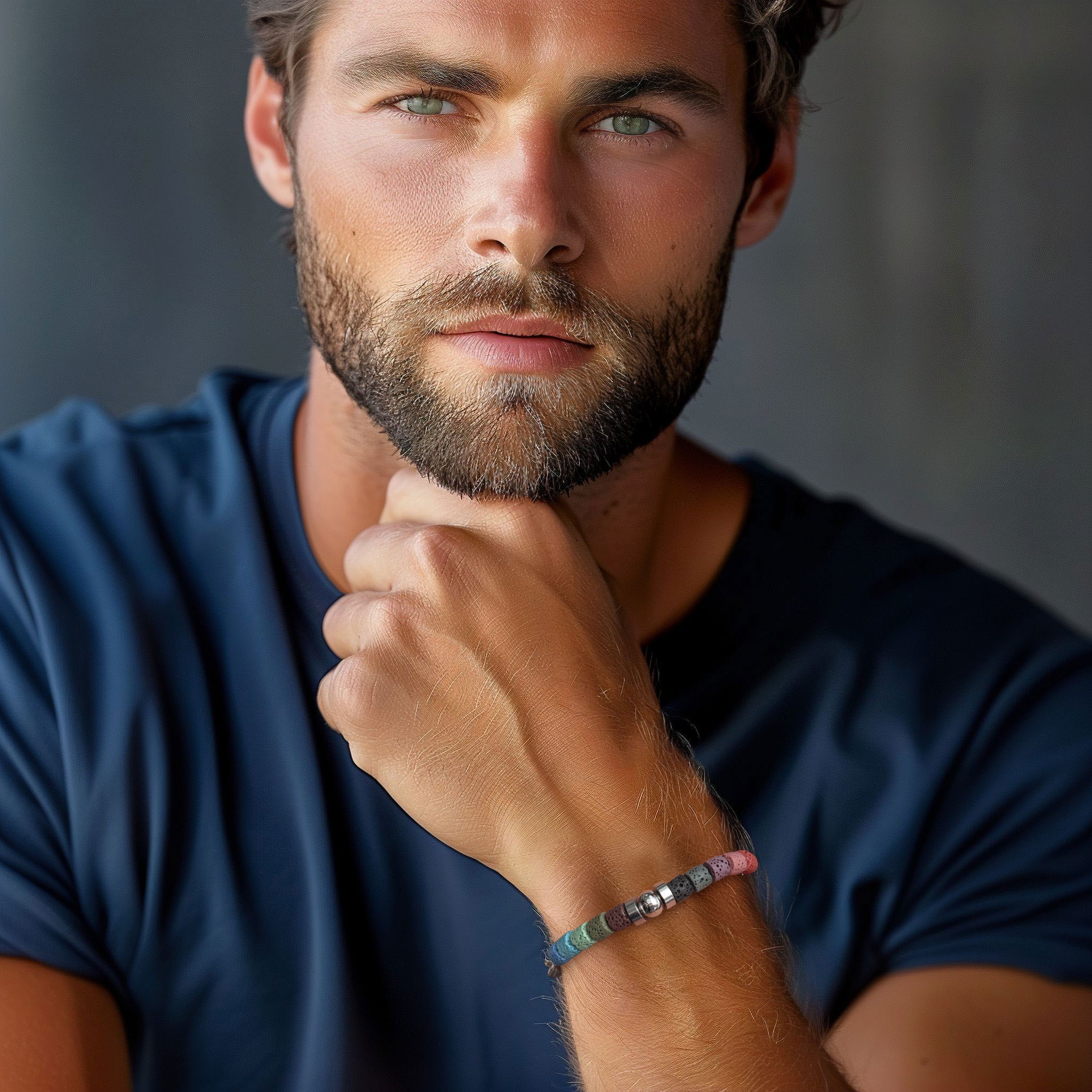 Firetti Armband »Schmuck Geschenk Edelstahl Armschmuck Ankerkettengliederung«, mit Lavastein