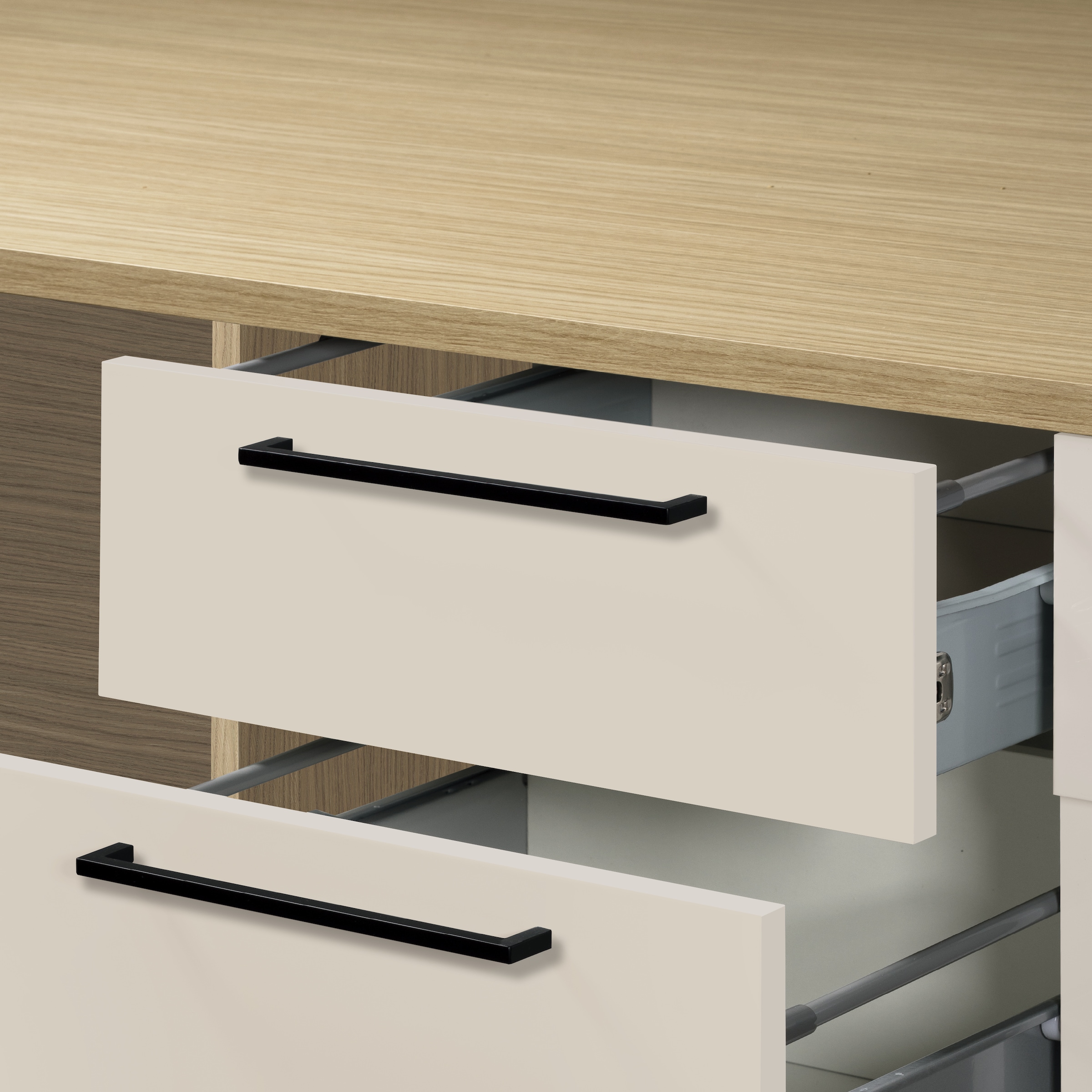 KOCHSTATION Küchenzeile »Luna, Küchenzeile mit Spüle + Siphon, ohne E-Geräte« Breite 182 cm,Türen mit Soft-Close Funktion, Metalgriffe,Made in Italy