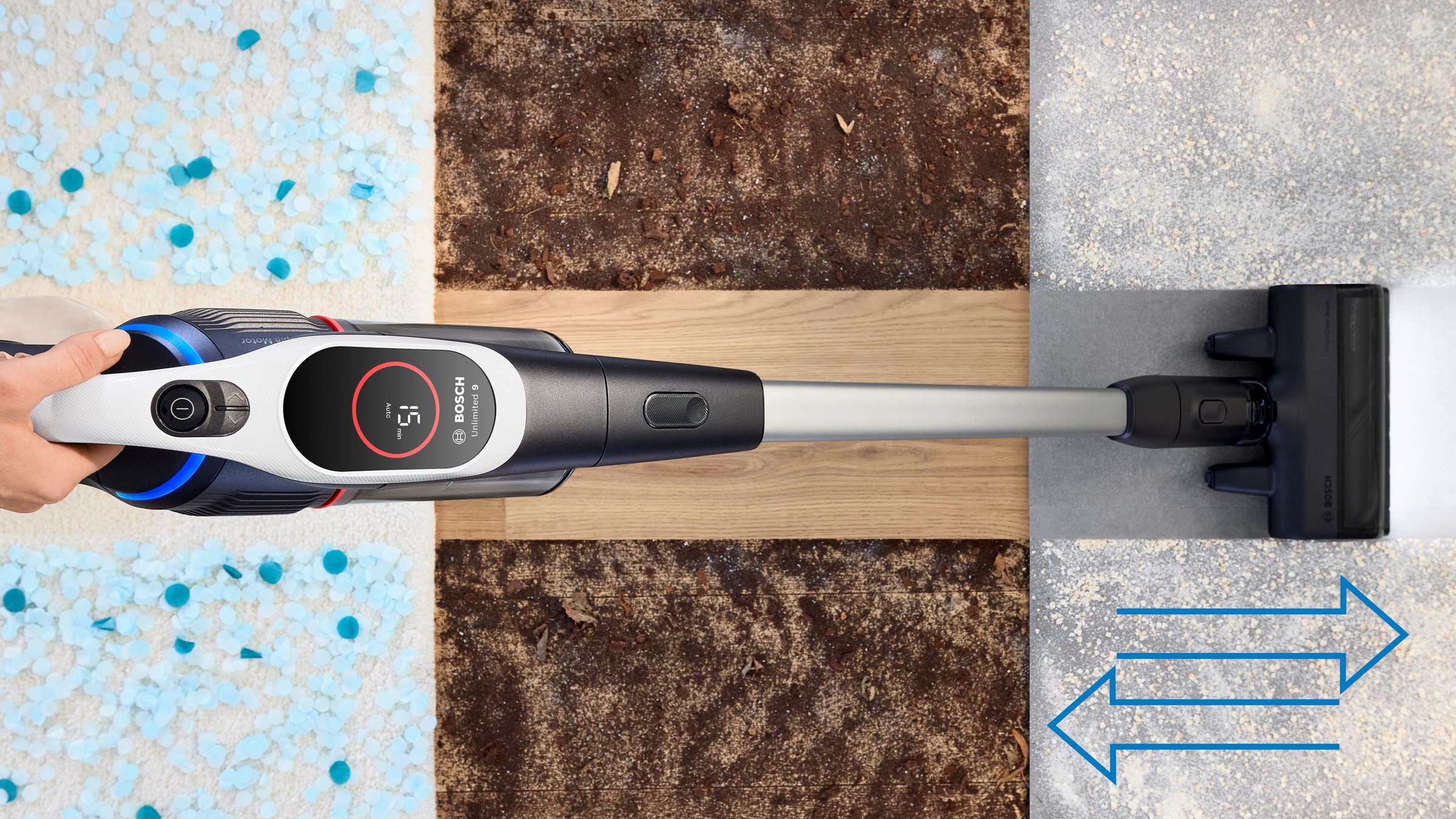 BOSCH Akku-Stielstaubsauger »Unlimited 9 BKS931BA, MicroClean™ Technology, LED-Licht,«, HEPA-Filtersystem, 10 Jahre Motorgarantie, Staubkomprimierung, weiß